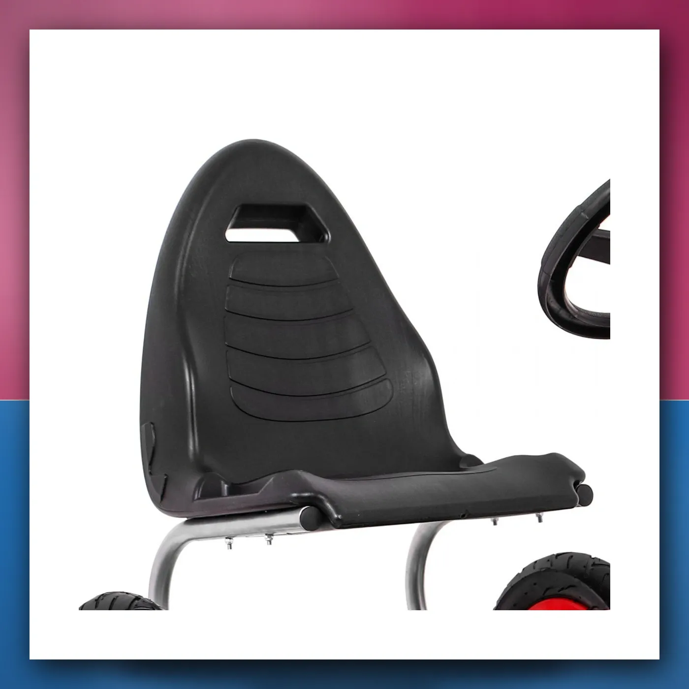 Gokart Pun Ispred ZRAK na pedale za djecu 3 + crveni + Regulacija sjedala + Pumpano kotači + kočnica ručni - slika 1