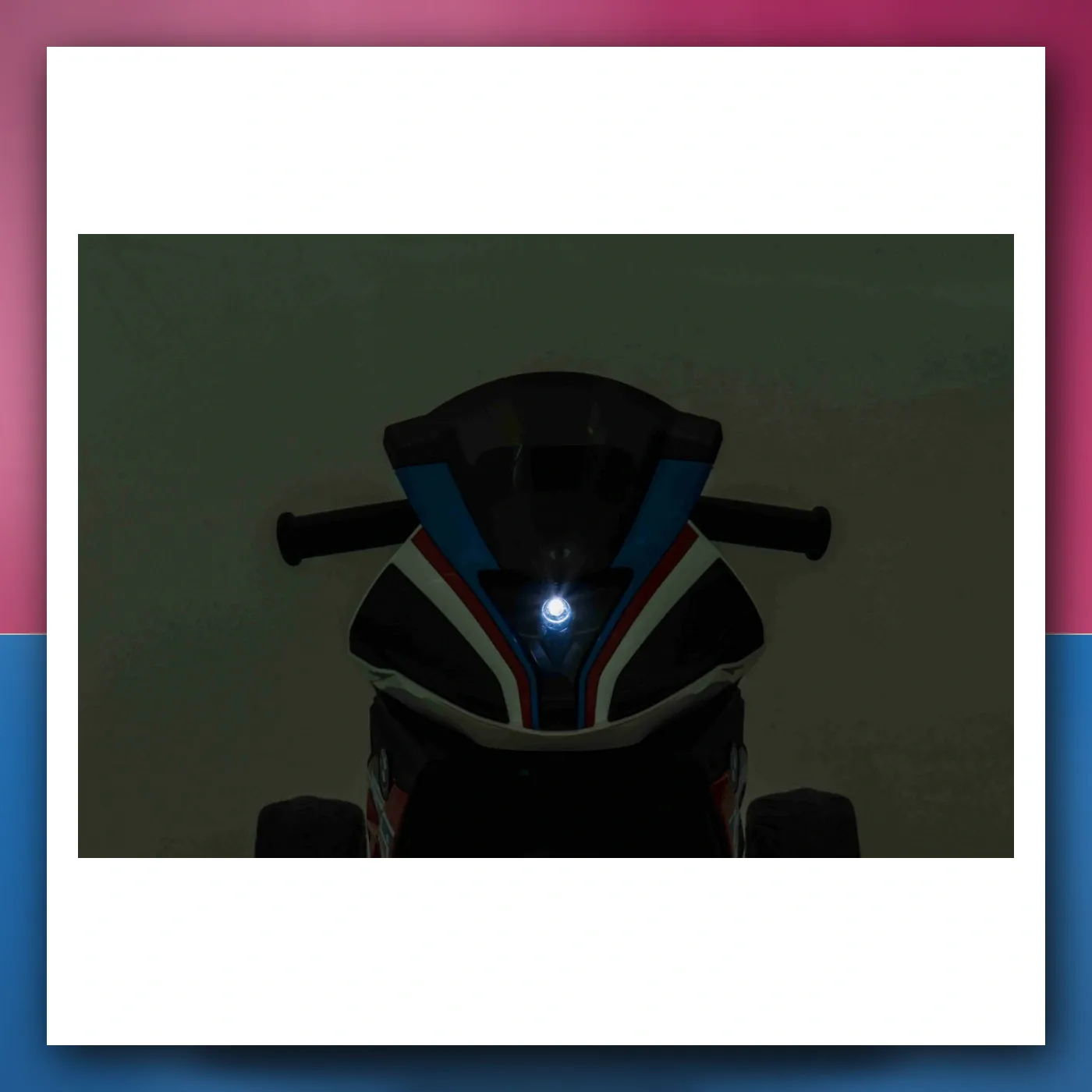 Motor BMW HP4 na akumulator za djecu - plavi + 3 Kotači + LED + MP3 USB + Eko koža - slika 1