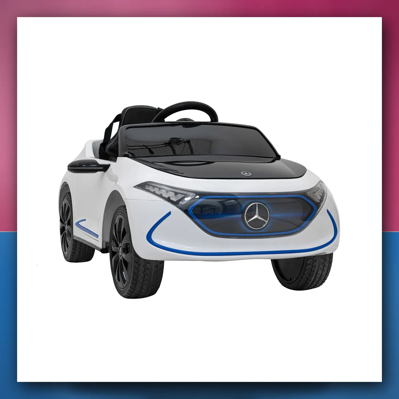 Mercedes Benz AMG EQA za djecu bijeli + Daljinski upravljač + 5 - točkaste pojasevi + EVA + Zaslon MP3 + LED - slika 1
