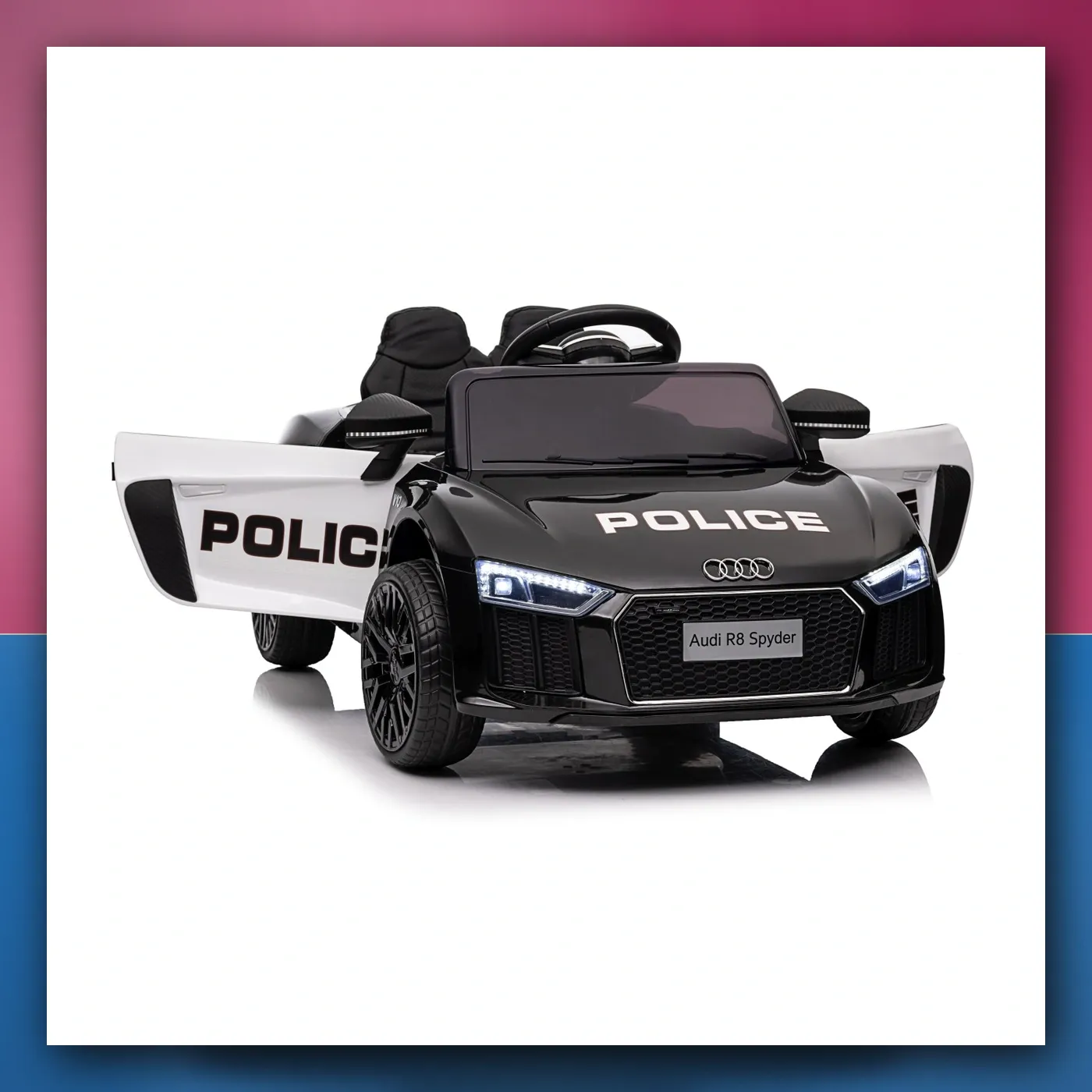 Audi R8 Policija na akumulator za djecu - + Daljinski upravljač + EVA + Lagani Start + MP3 + LED - slika 1