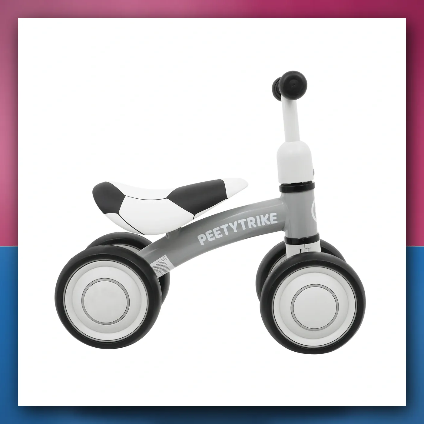 Prvi dječji bicikl bez pedala PettyTrike bijeli 4 kotača SporTrike