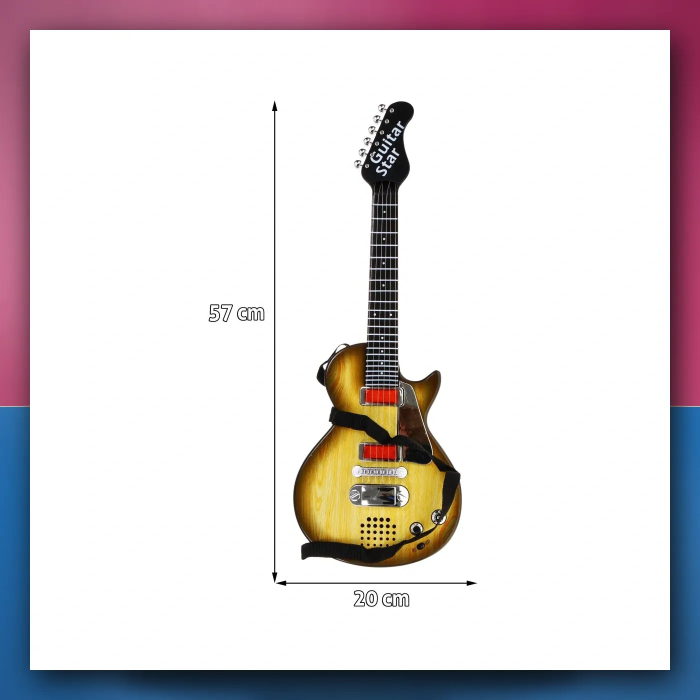 Električna Gitara za djecu 3 + iverzija drva + Slušalice s mikrofonom + Zvukovi i svjetla - slika 1