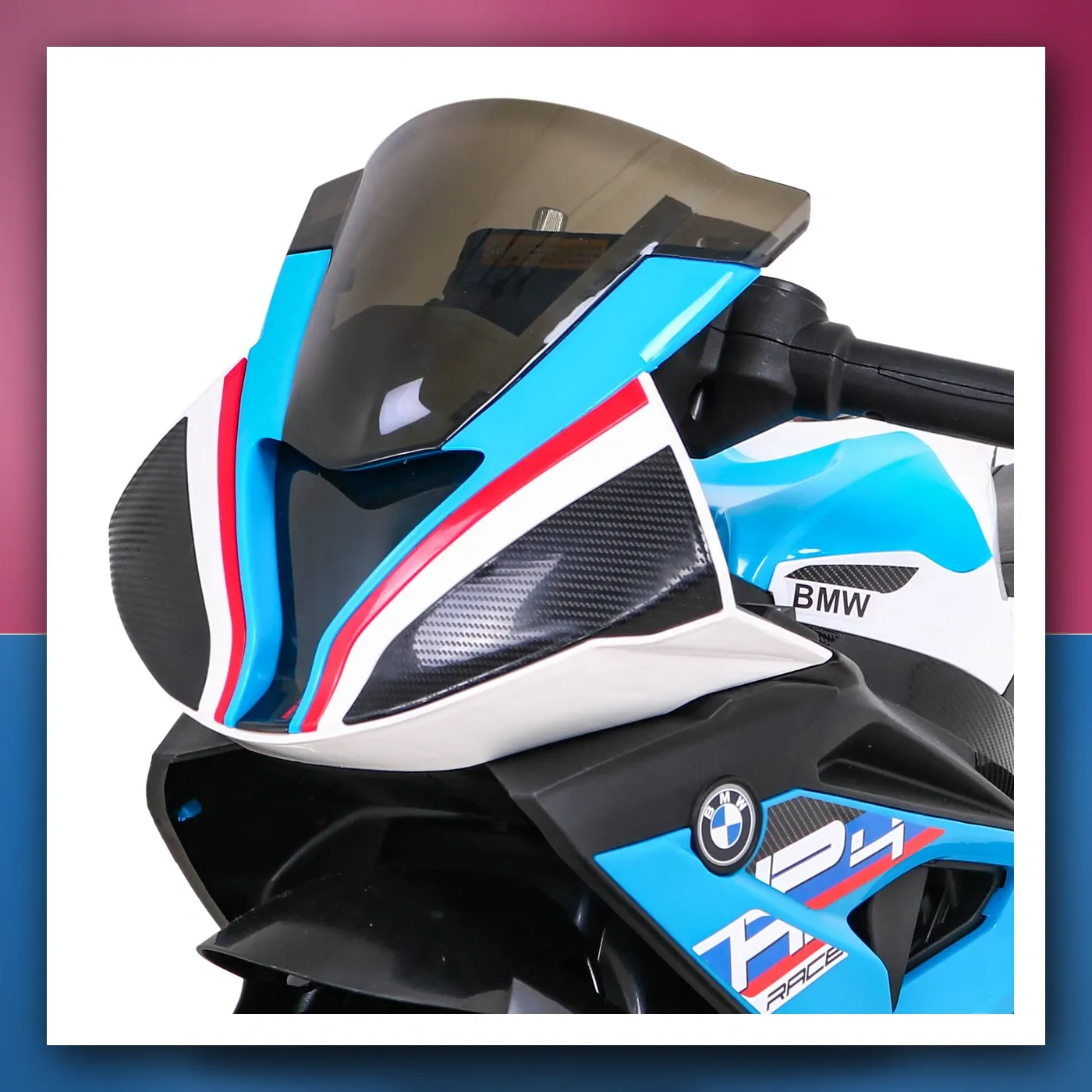 Motor BMW HP4 na akumulator za djecu - plavi + 3 Kotači + LED + MP3 USB + Eko koža - slika 1