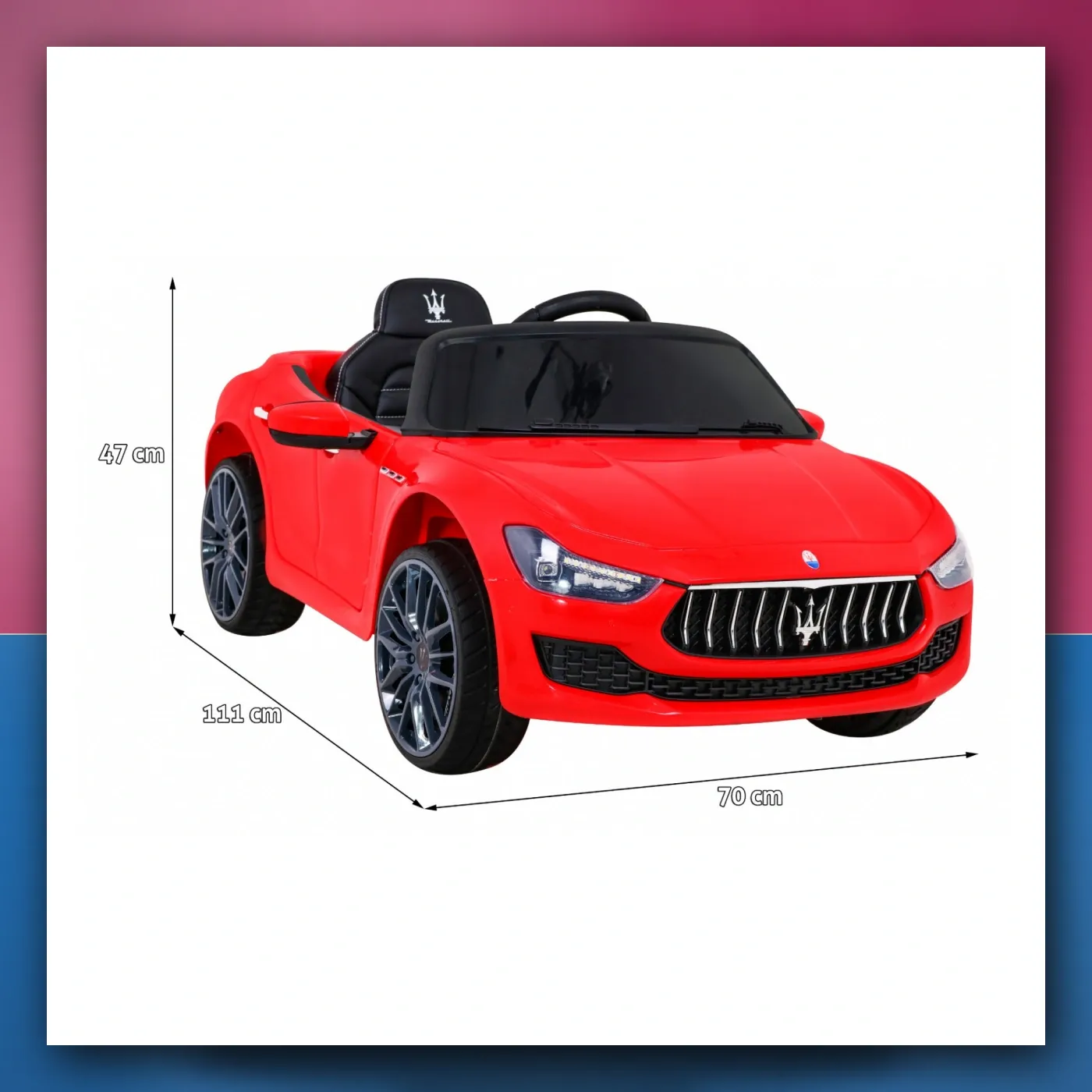 Maserati Ghibli na akumulator za djecu - crveni + Daljinski upravljač + Lagani Start + EVA + MP3 USB + LED - slika 1