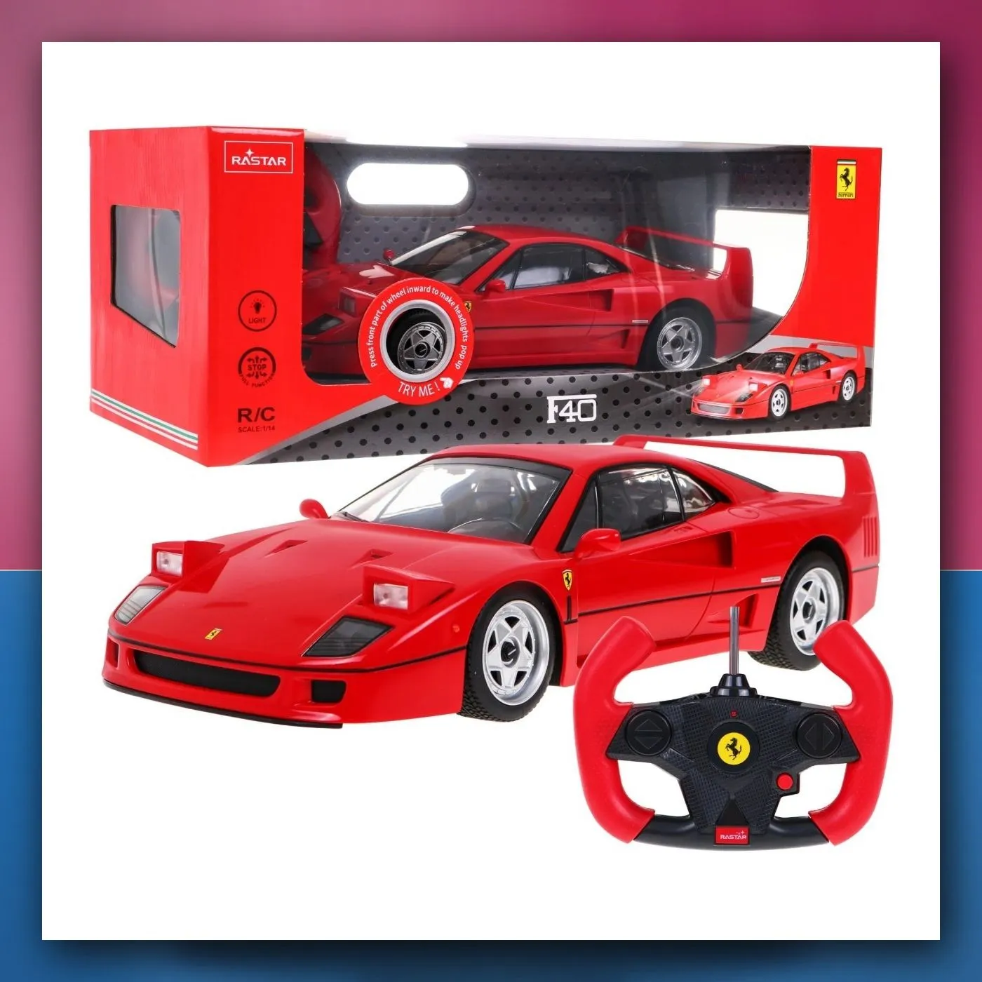 Ferrari F40 RASTAR model 1:14 autić na daljinsko upravljanje + daljinski upravljač 2,4 GHz