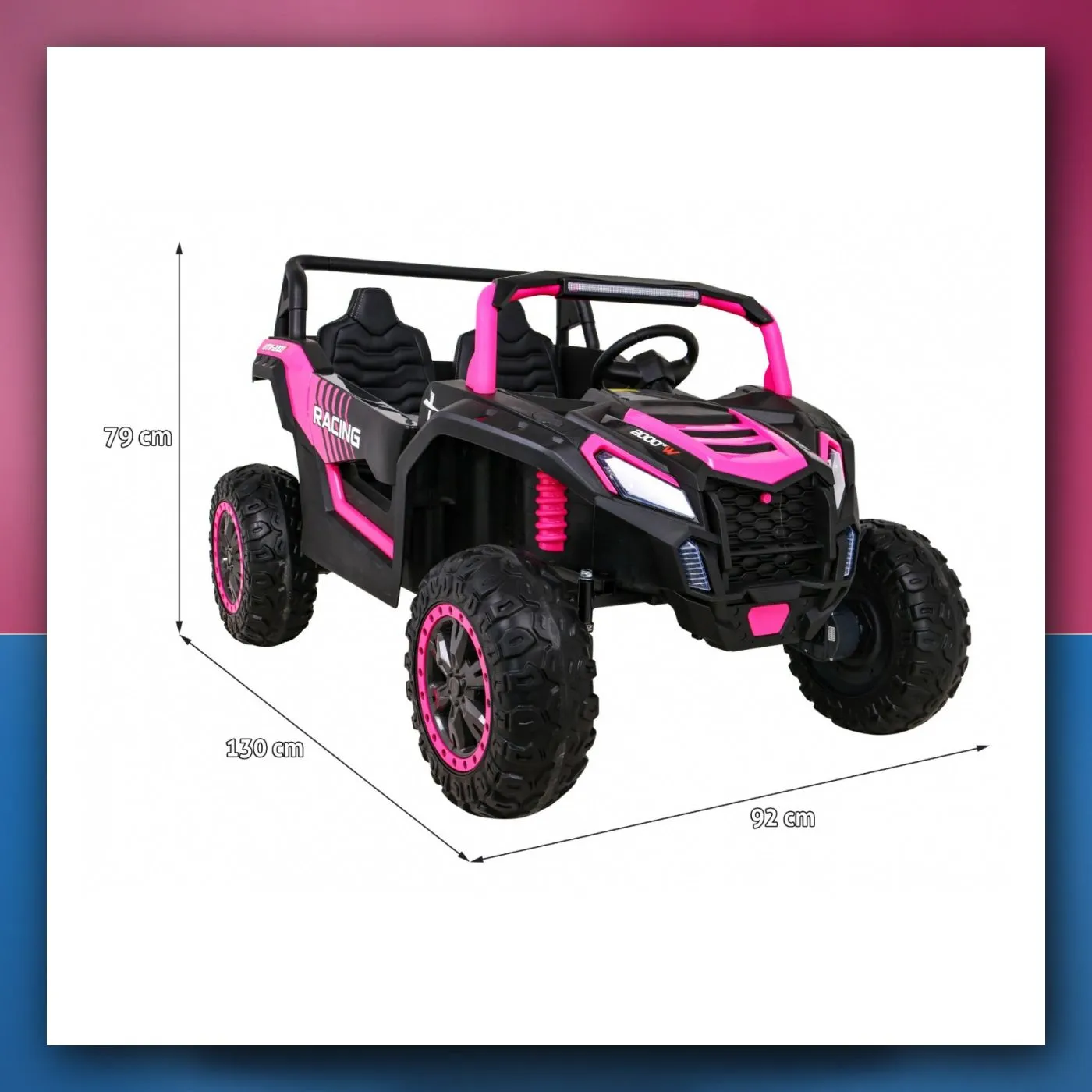 Buggy ATV Racing na akumulator za 2 djece ružičasti + 4×4 + daljinski upravljač + lagani start + MP3 + LED