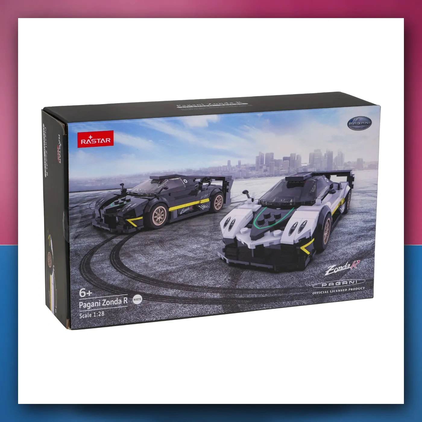 Mali auto 1: 28 Pagani Zonda R Kocke bijeli RASTAR - slika 1