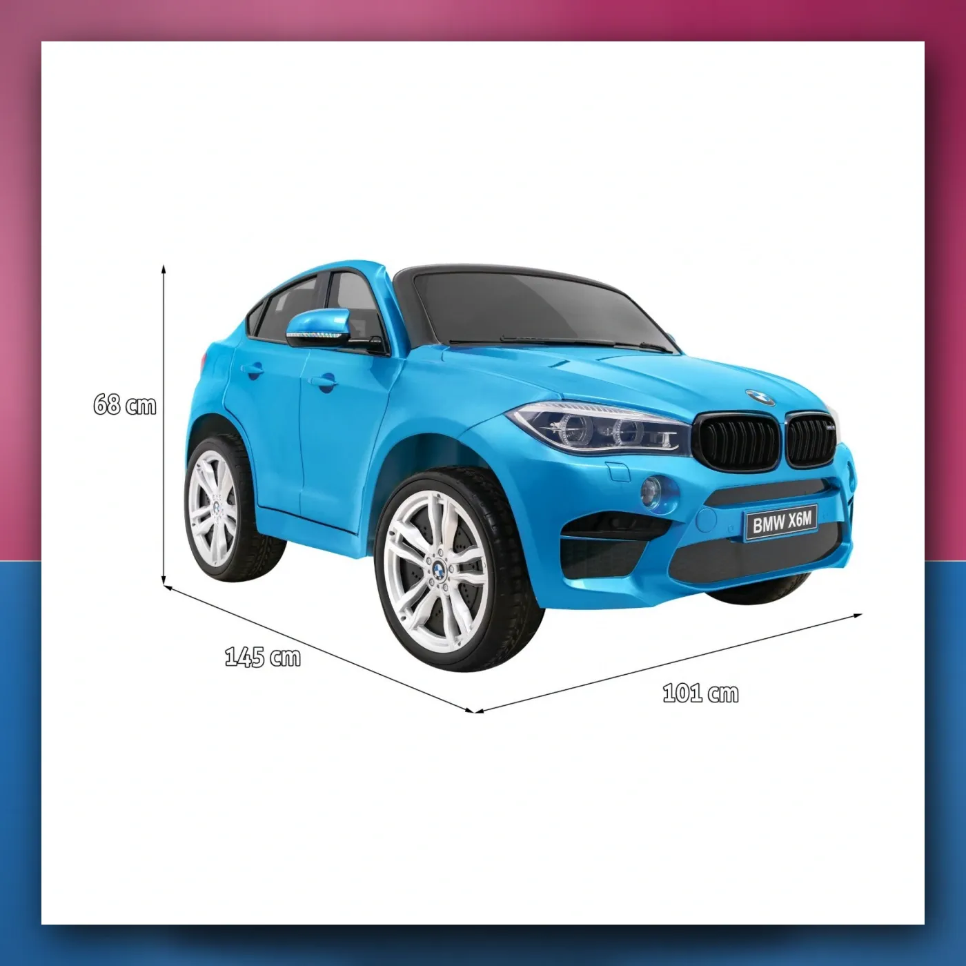 SUV BMW X6M XXL za 2 djecu Lakir plavi + Daljinski upravljač - slika 1