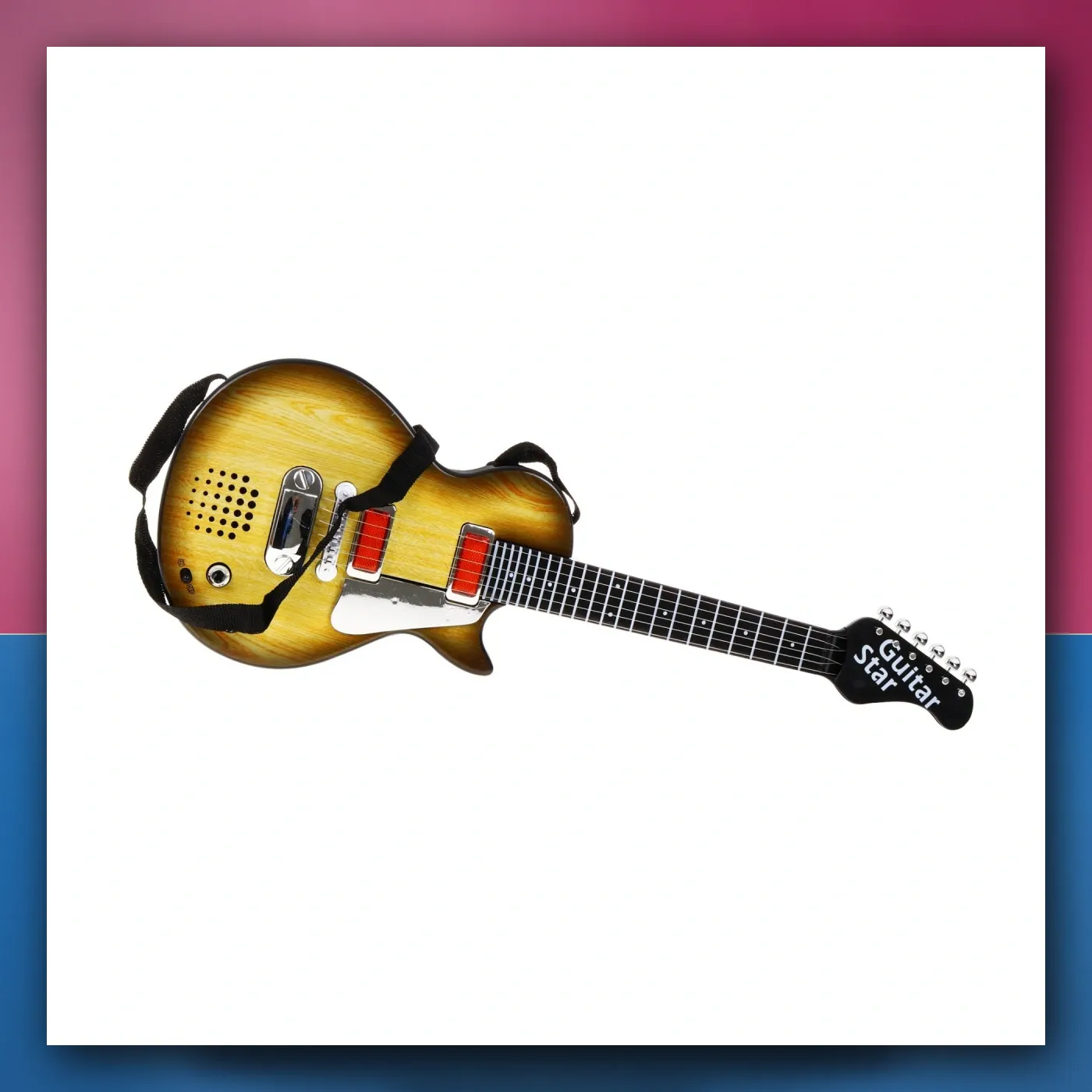 Električna Gitara za djecu 3 + iverzija drva + Slušalice s mikrofonom + Zvukovi i svjetla - slika 1