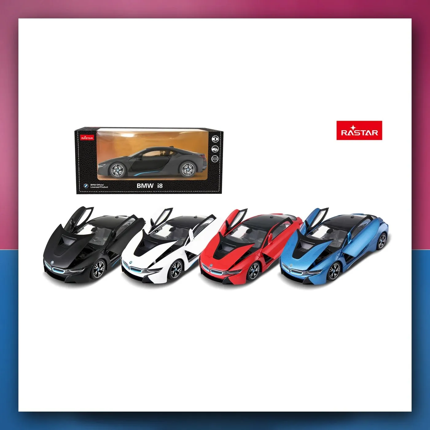 Metalni autić 1:24 BMW i8 crni RASTAR