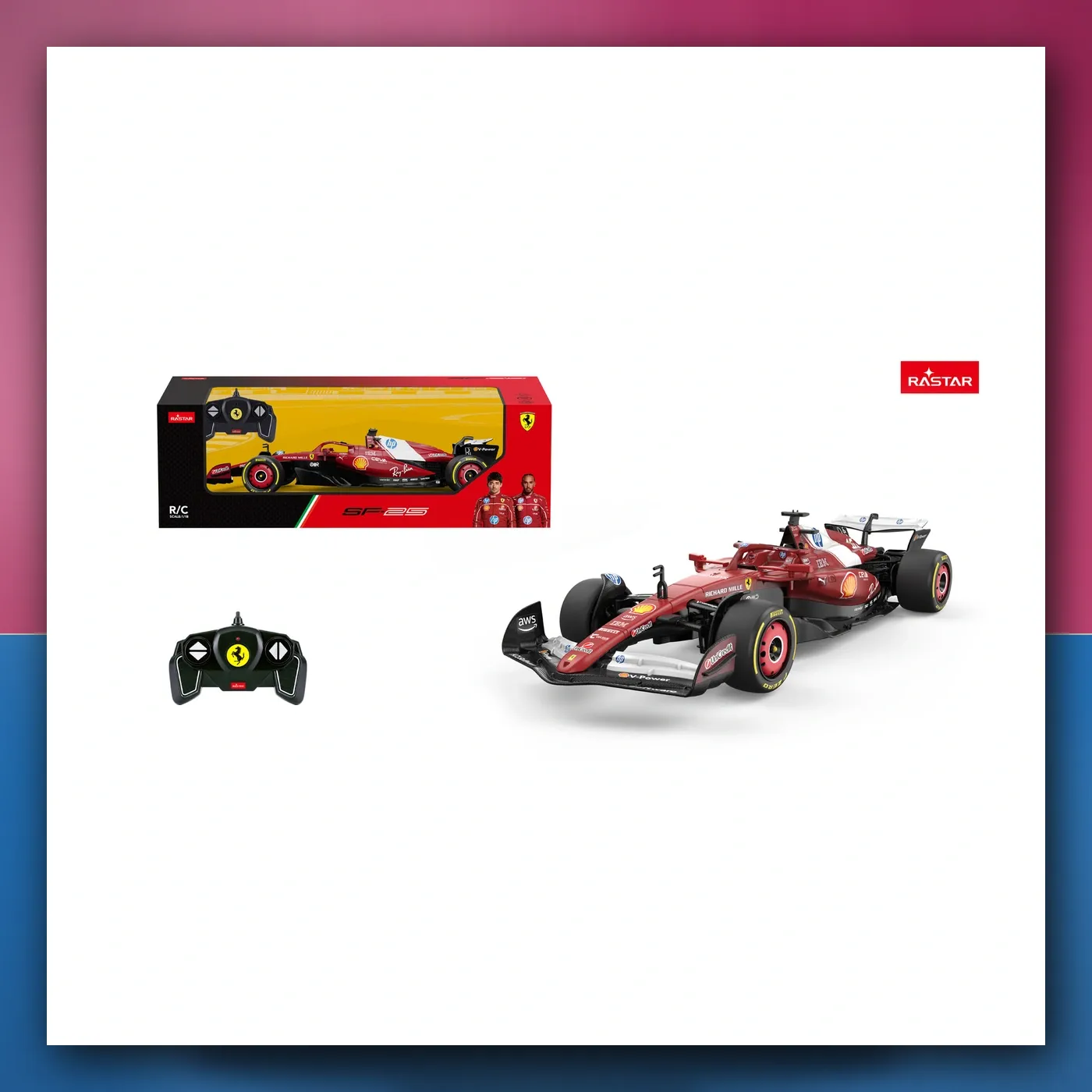 Automobil na daljinsko upravljanje Ferrari SF-25 1:18 crveni RASTAR - slika 1