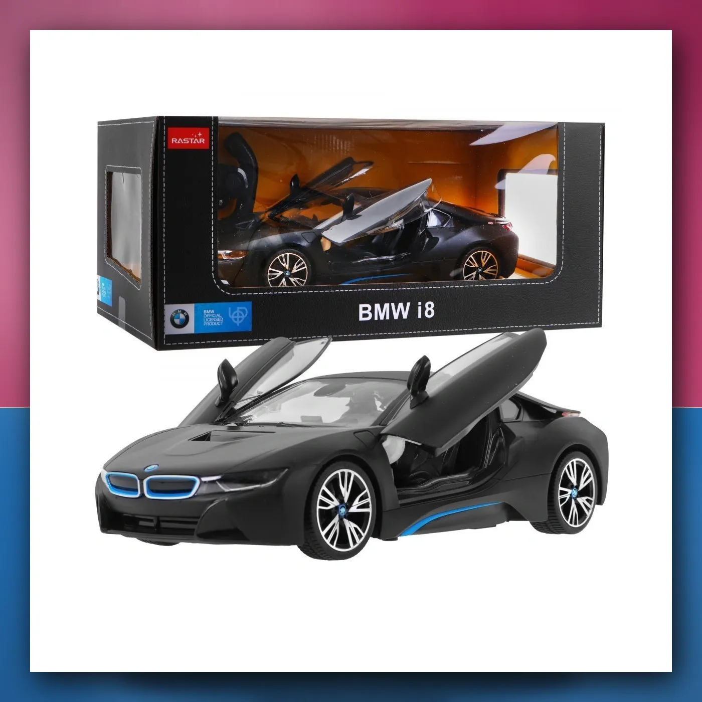 BMW i8 crni RASTAR model 1:14 autić na daljinsko upravljanje + daljinski upravljač 2,4 GHz - slika 1