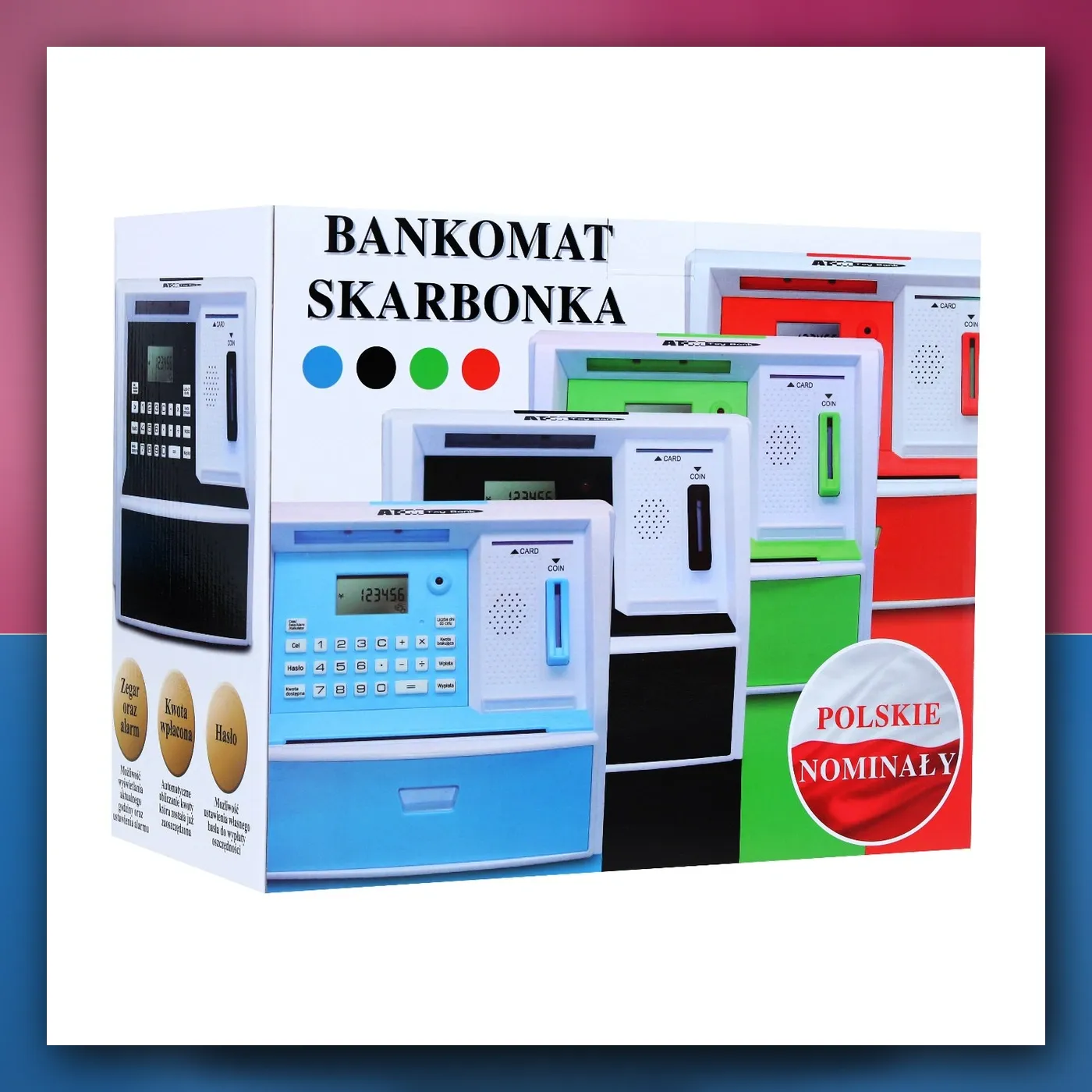 Bankomat s karticom Kasica za djecu 3 + crveni Interaktivne funkcije + Način štednje - slika 1