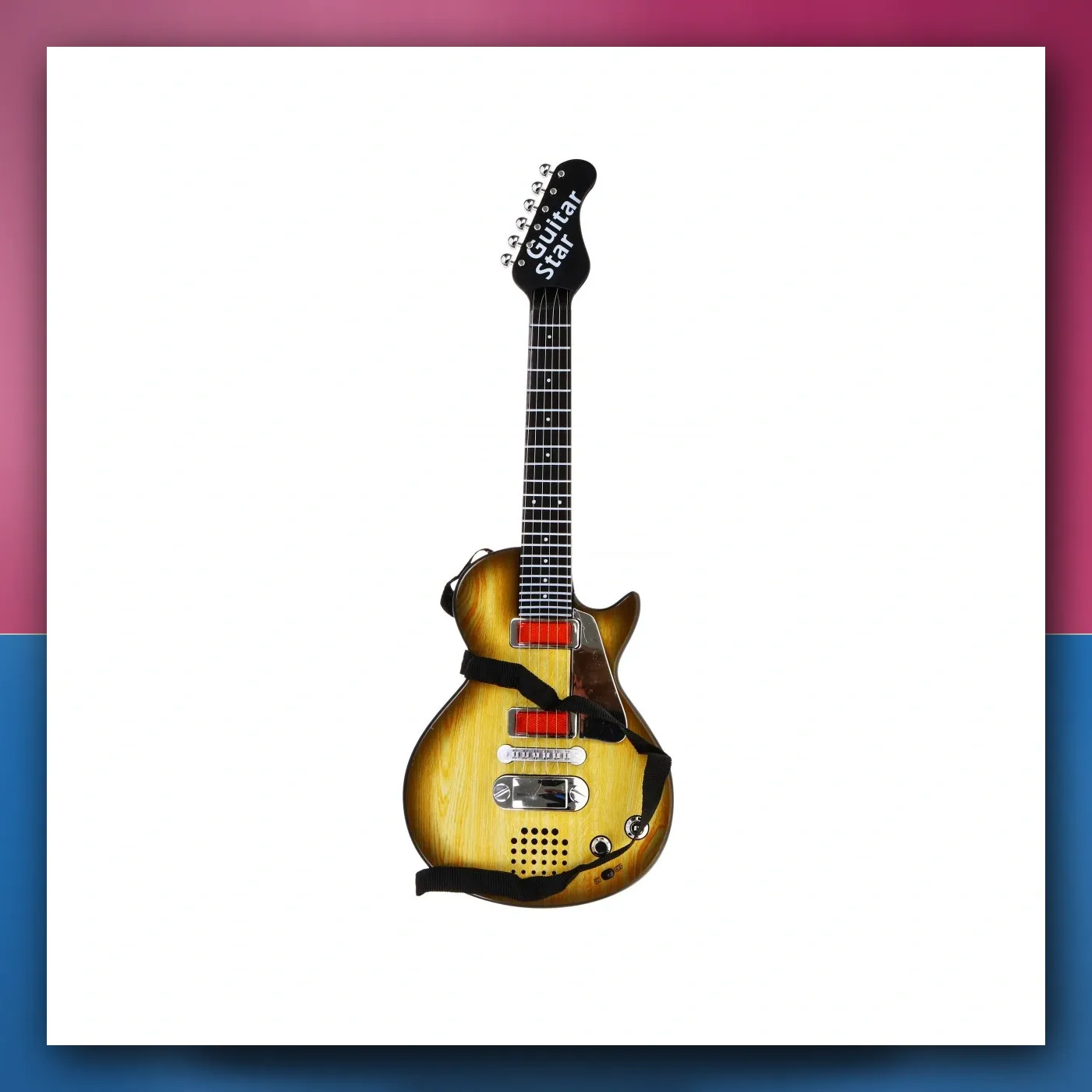 Električna Gitara za djecu 3 + iverzija drva + Slušalice s mikrofonom + Zvukovi i svjetla - slika 1