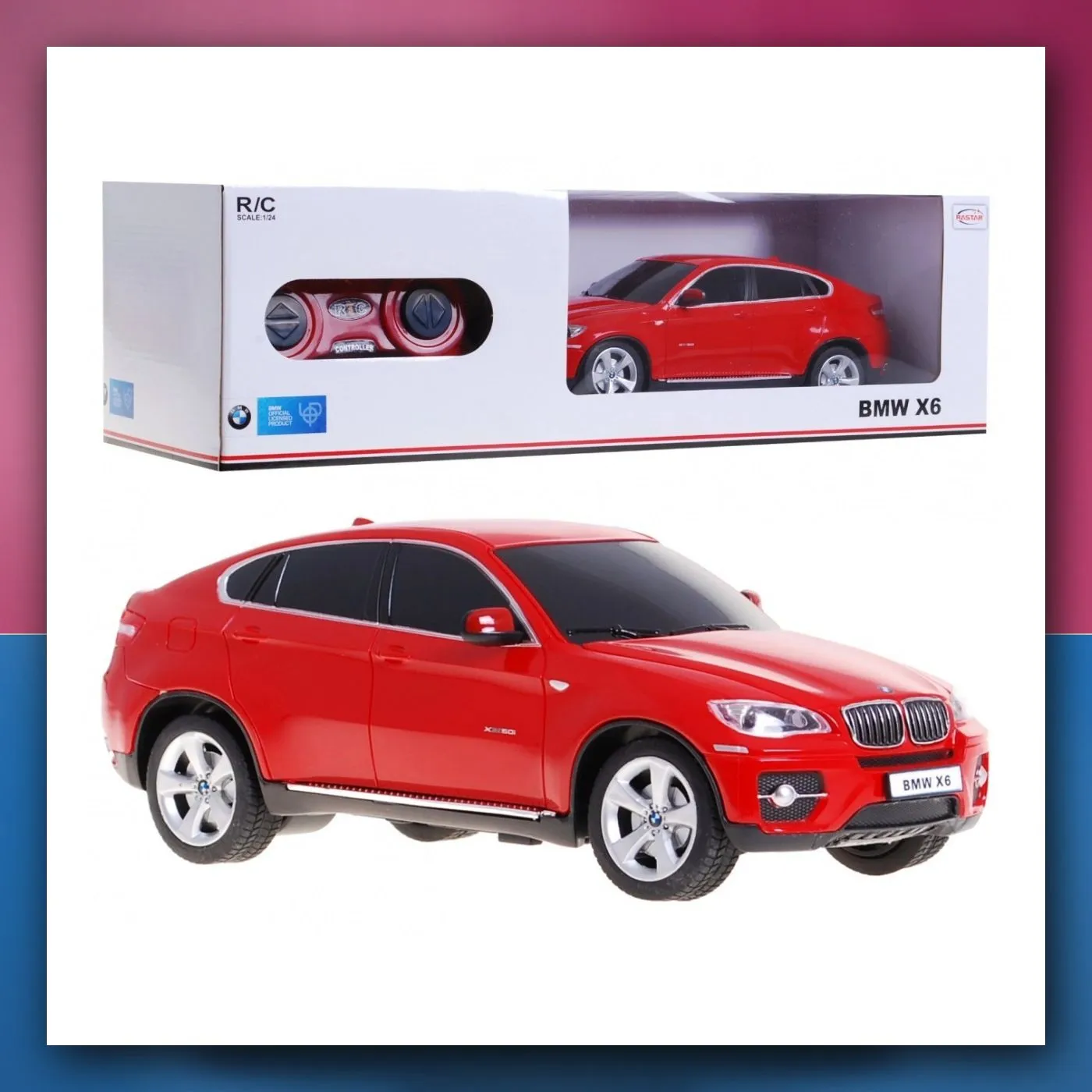 BMW X6 crveni RASTAR SUV model 1:24 na daljinsko upravljanje + daljinski upravljač