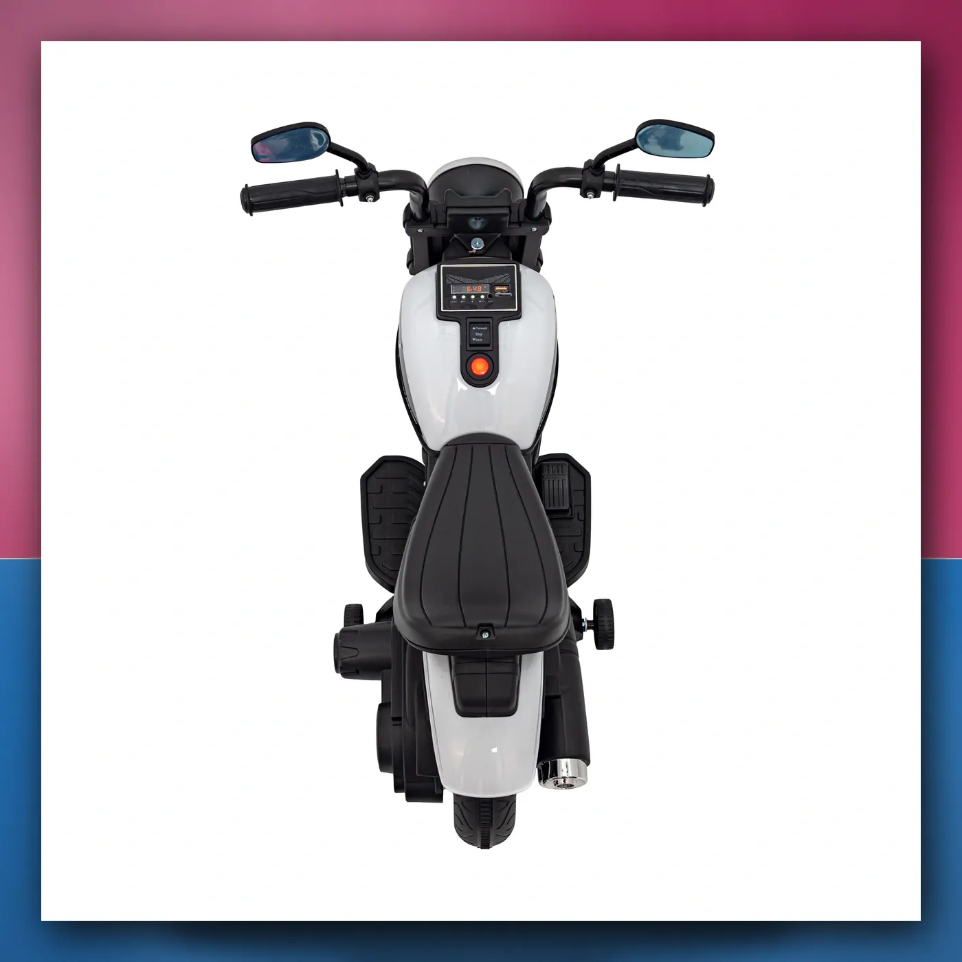 Motorić Sjekira BRŽE na akumulator za djecu - bijeli + Radio FM + Panel audio + LED - slika 1