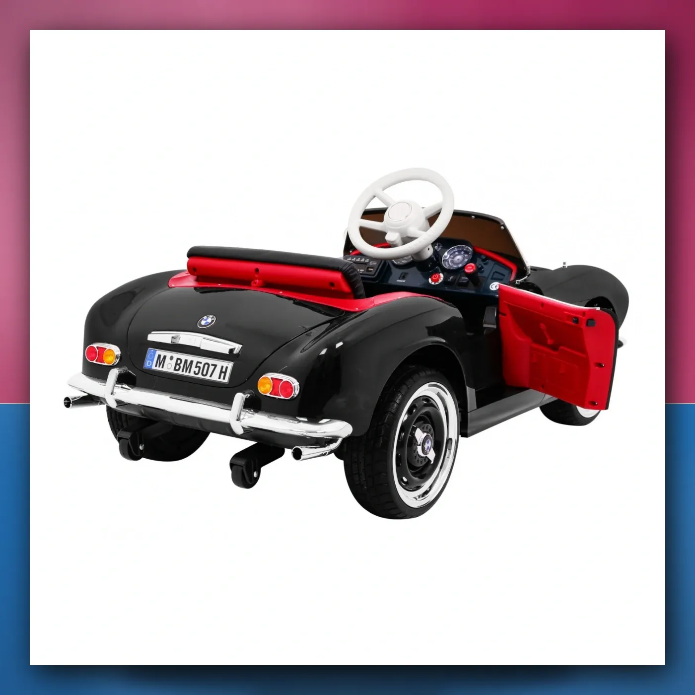 Mali auto BMW 507 Retro električne za djecu crni Roadster - slika 1