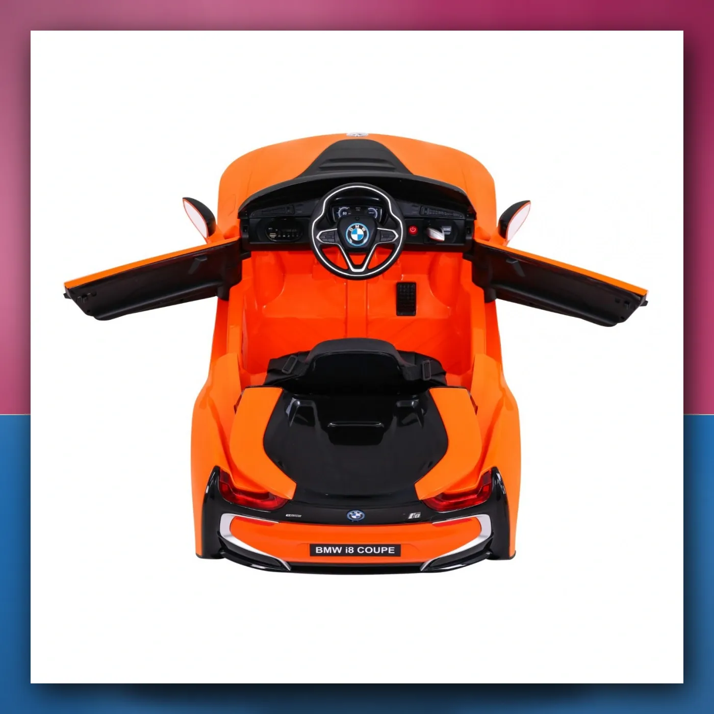 BMW I8 Lift Auto na akumulator narančasti + Daljinski upravljač + Lagani Start + 3 - pkt pojasevi + MP3 USB + LED - slika 1
