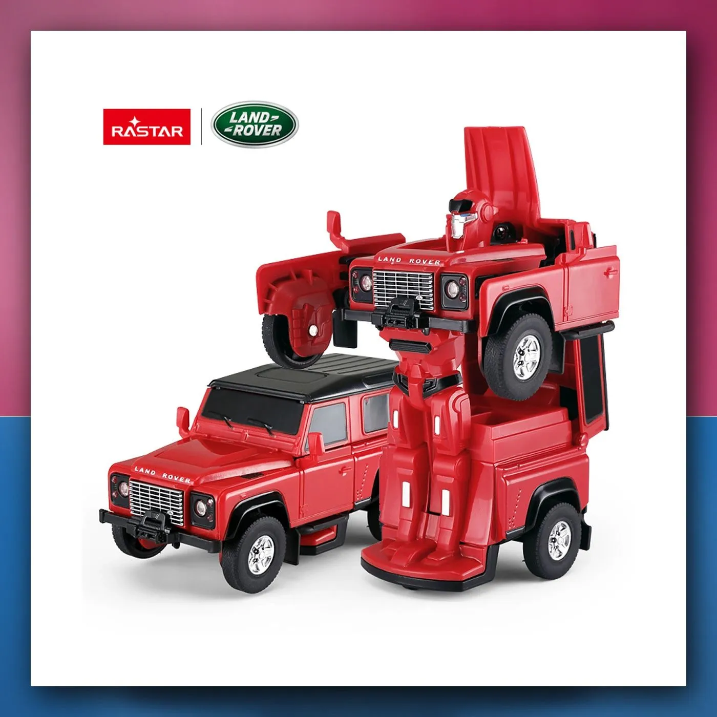 Metalni autić / robot 2u1 1:32 Land Rover Defender crveni RASTAR