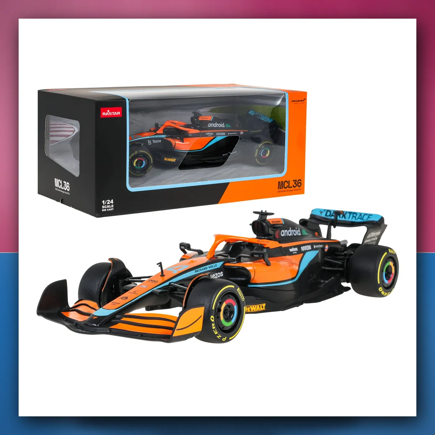 Metalni automobil McLaren F1 MCL36 1:24 narančasti RASTAR