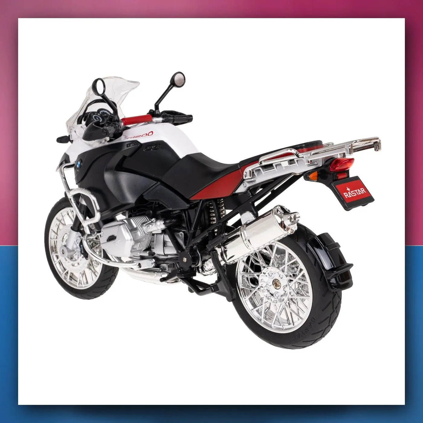 Motocikl BMW R 1200 GS bijeli RASTAR 1:9 metalni model