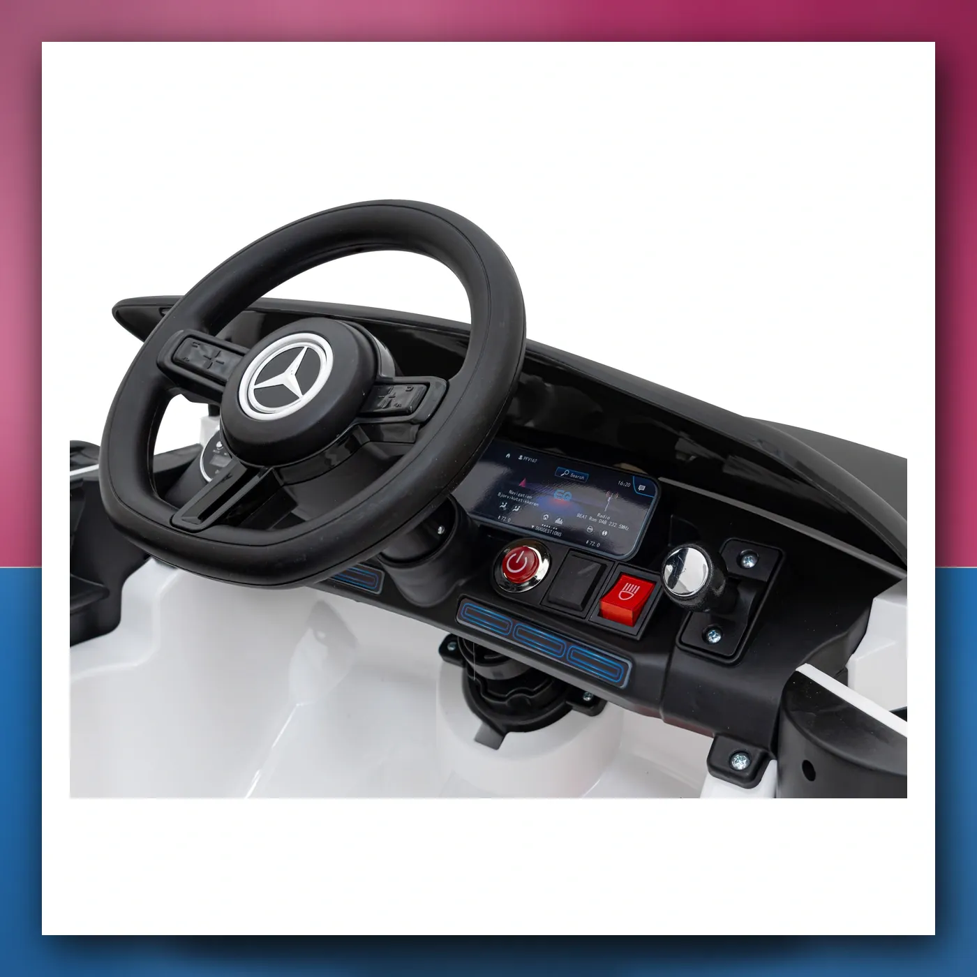 Mercedes Benz AMG EQA za djecu bijeli + Daljinski upravljač + 5 - točkaste pojasevi + EVA + Zaslon MP3 + LED - slika 1