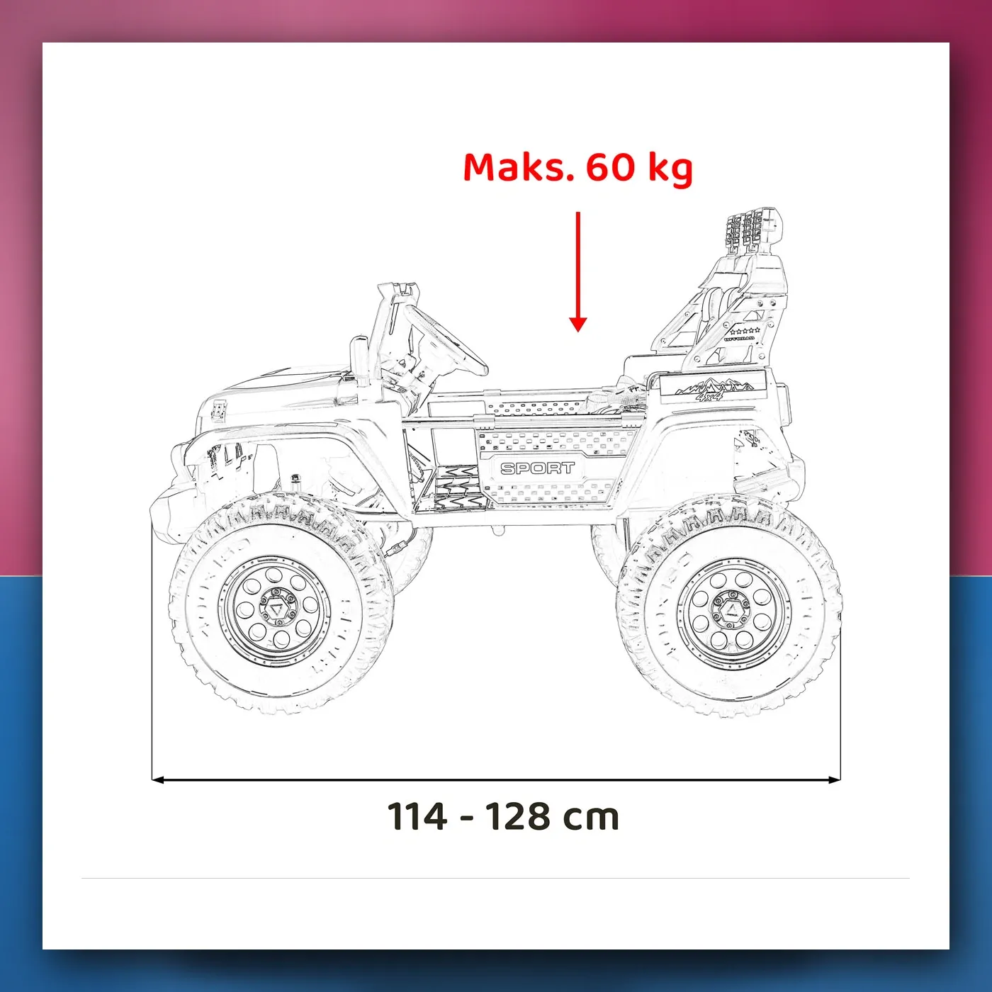 Auto na akumulator Ekstremno Sport 4x4 Varijabla Veličina crni - slika 1