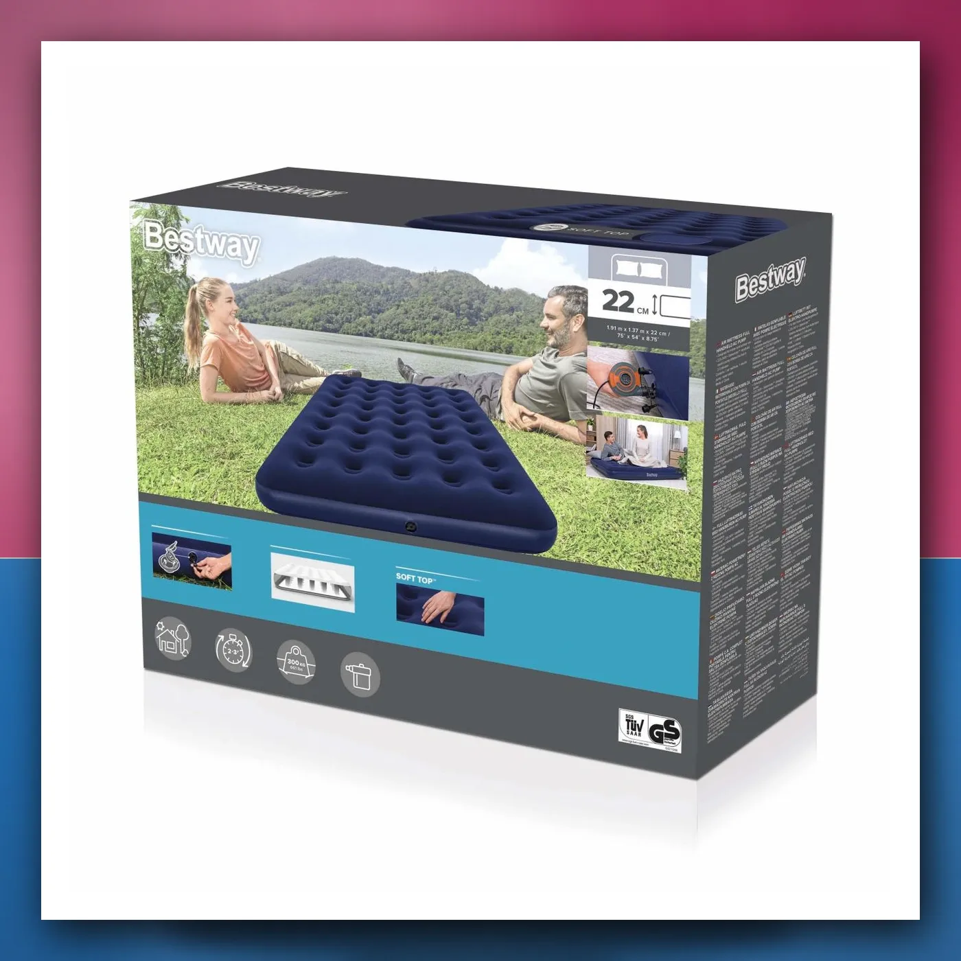 Madrac Velurov PUN 191 / 137 / 22cm BESTWAY - slika 1