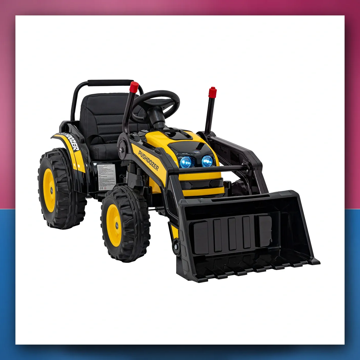 Bager Traktor na akumulator za djecu - žuti + Pokretni Ruka Žlica + Daljinski upravljač + Lagani Start + Radio FM + LED - slika 1