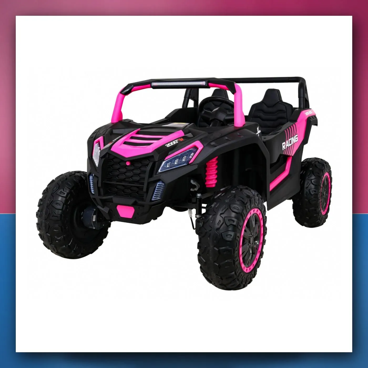 Buggy ATV Racing na akumulator za 2 djece ružičasti + 4×4 + daljinski upravljač + lagani start + MP3 + LED