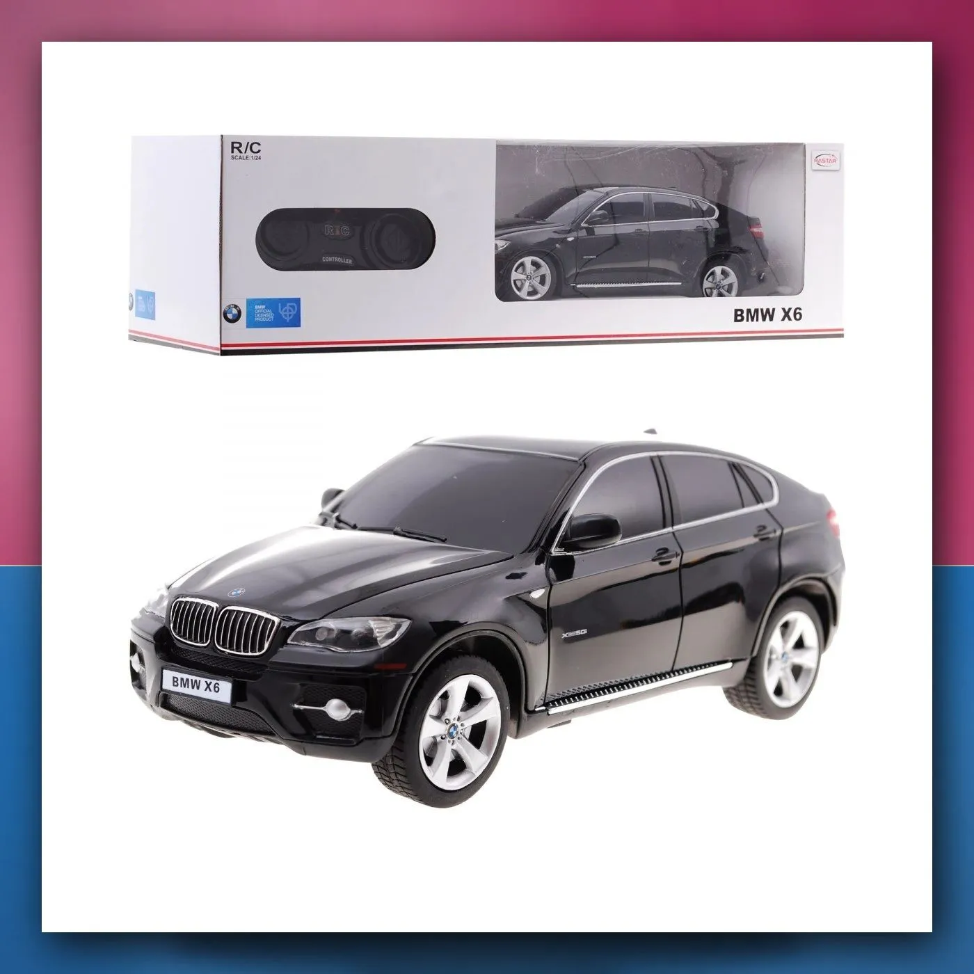 BMW X6 crni RASTAR SUV model 1:24 na daljinsko upravljanje + daljinski upravljač
