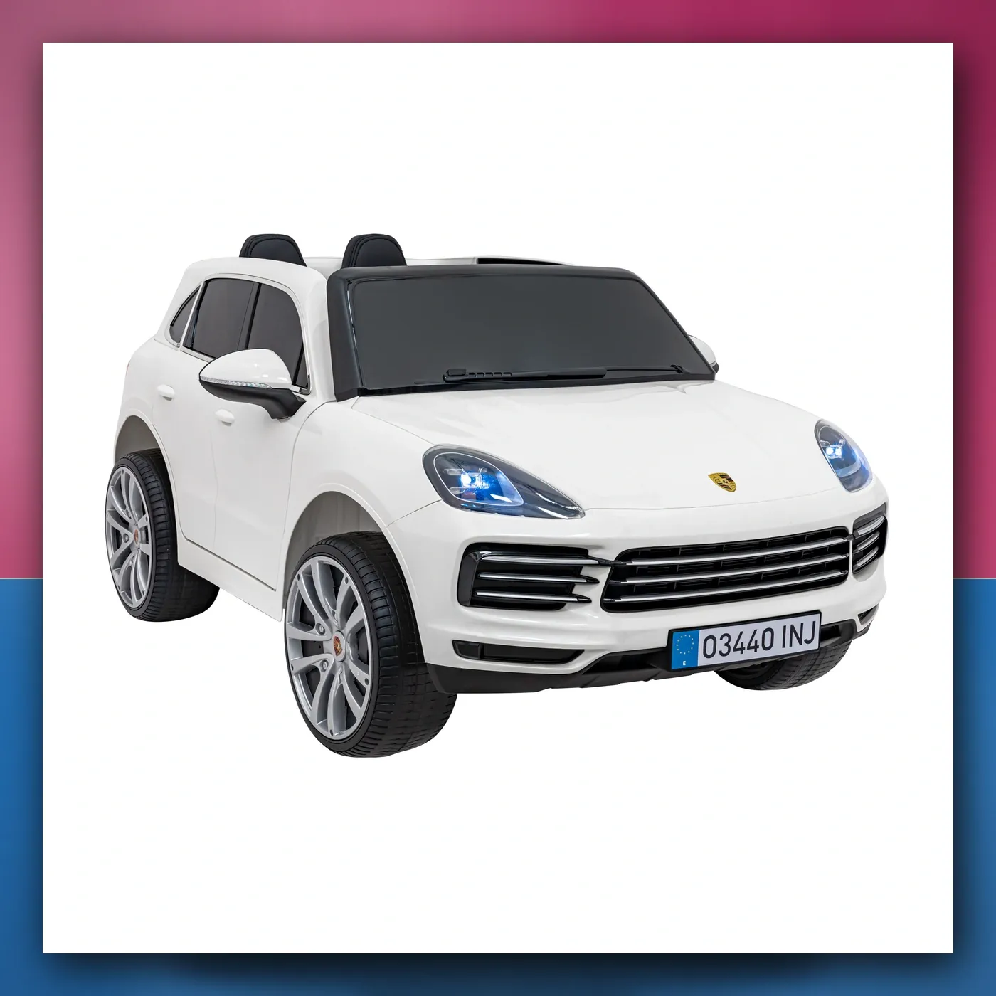 Porsche Cayenne S na akumulator za djecu - Lakir bijeli SUV + Daljinski upravljač - slika 1