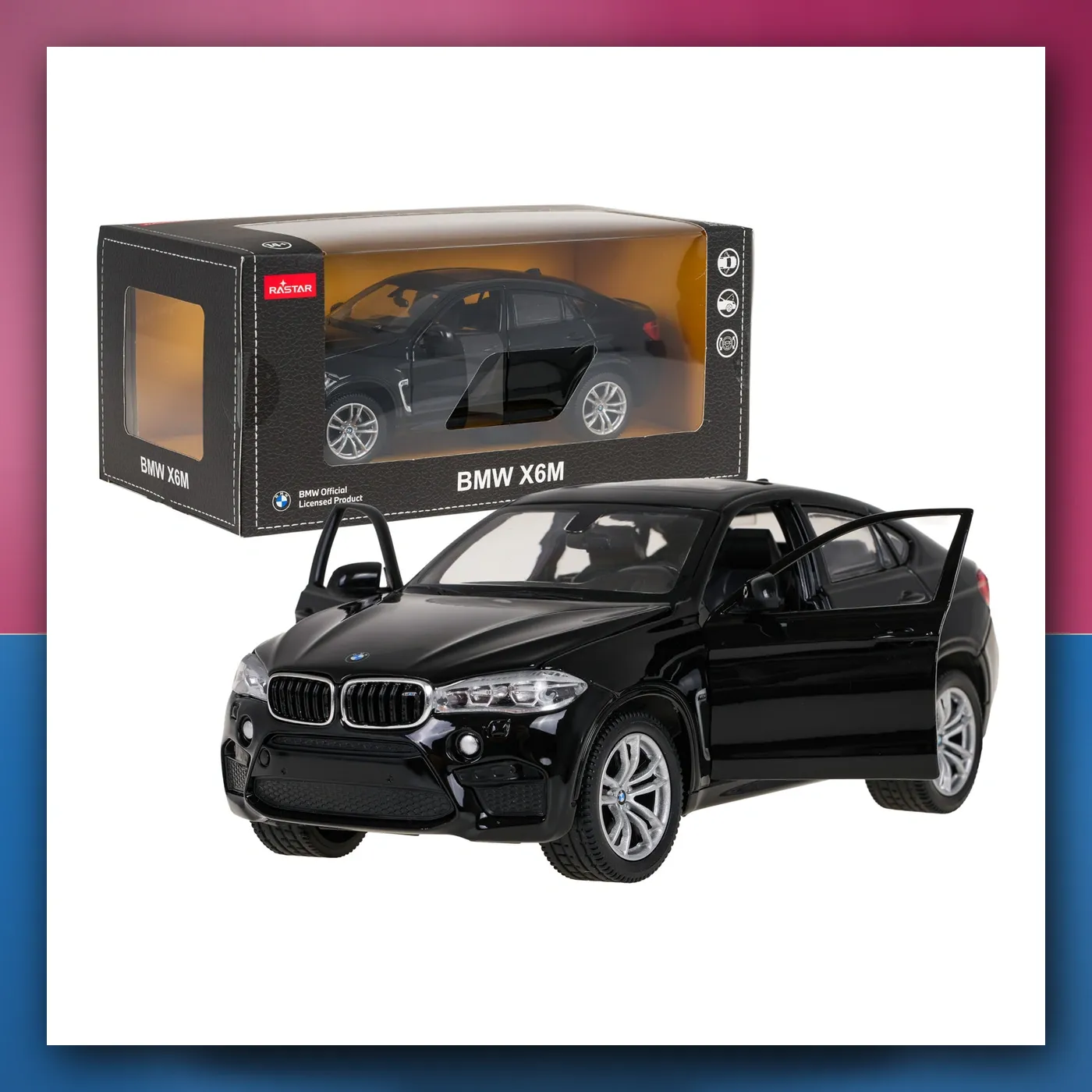 Metalni automobil BMW X6M 1:24 crni RASTAR