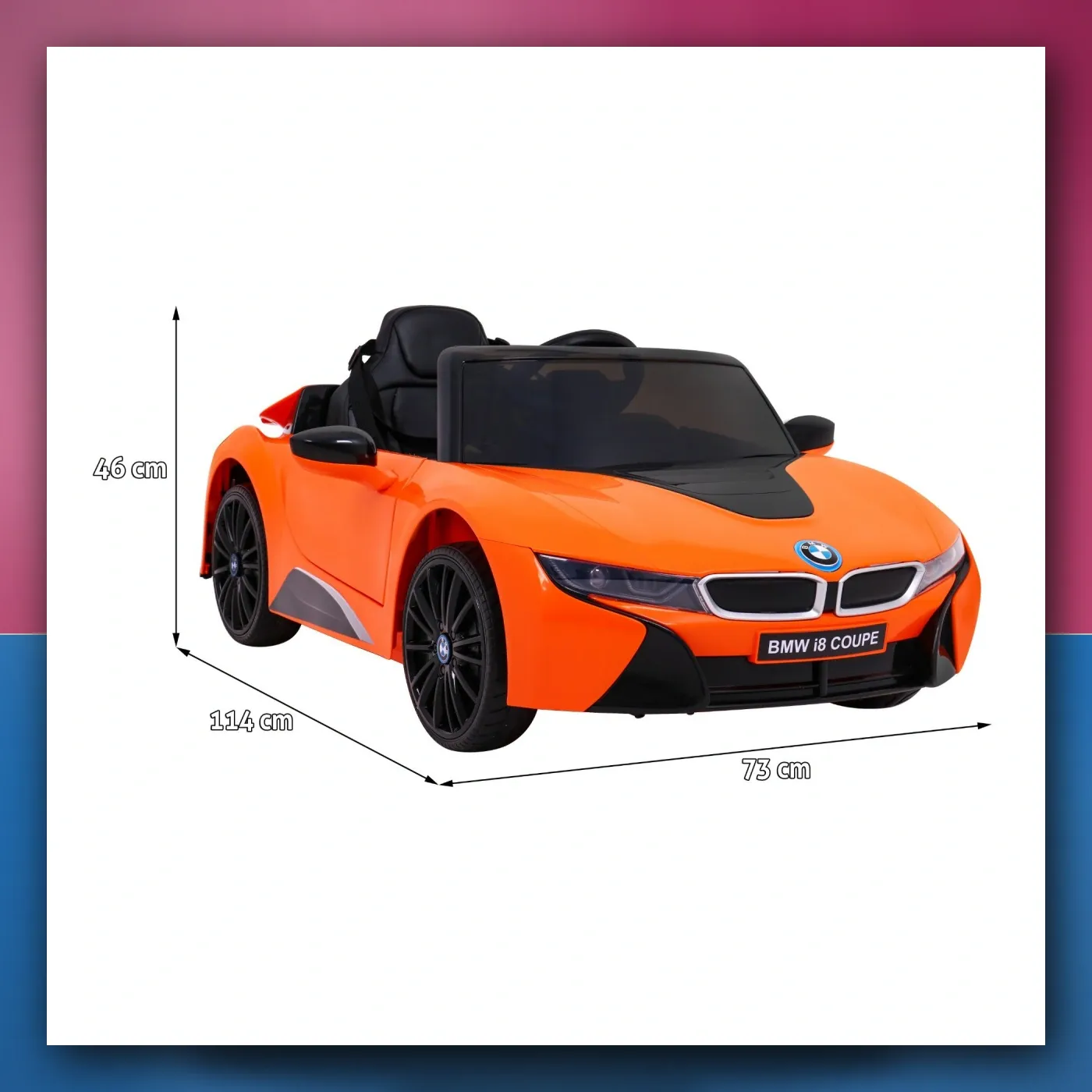 BMW I8 Lift Auto na akumulator narančasti + Daljinski upravljač + Lagani Start + 3 - pkt pojasevi + MP3 USB + LED - slika 1