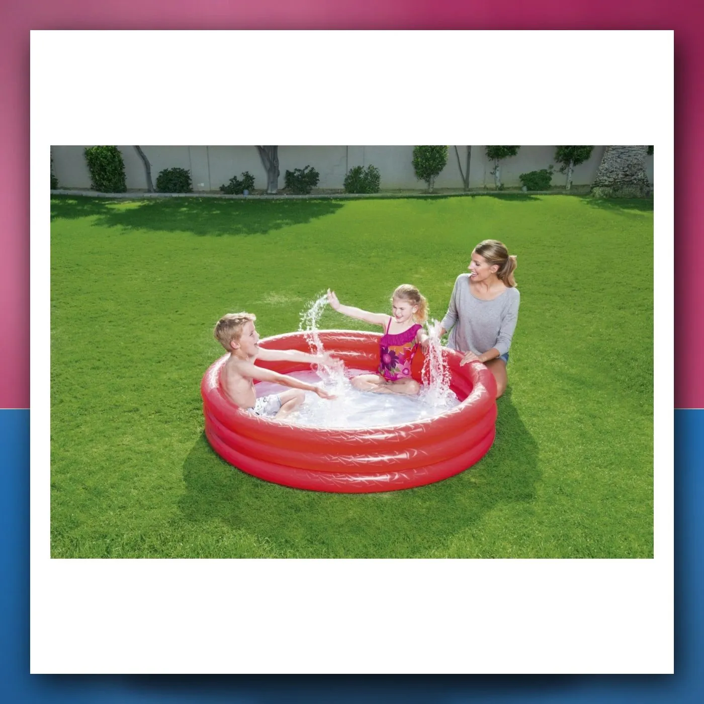 BESTWAY dječji napuhujući bazen, crveni 152 x 30 cm + zakrpa za popravak