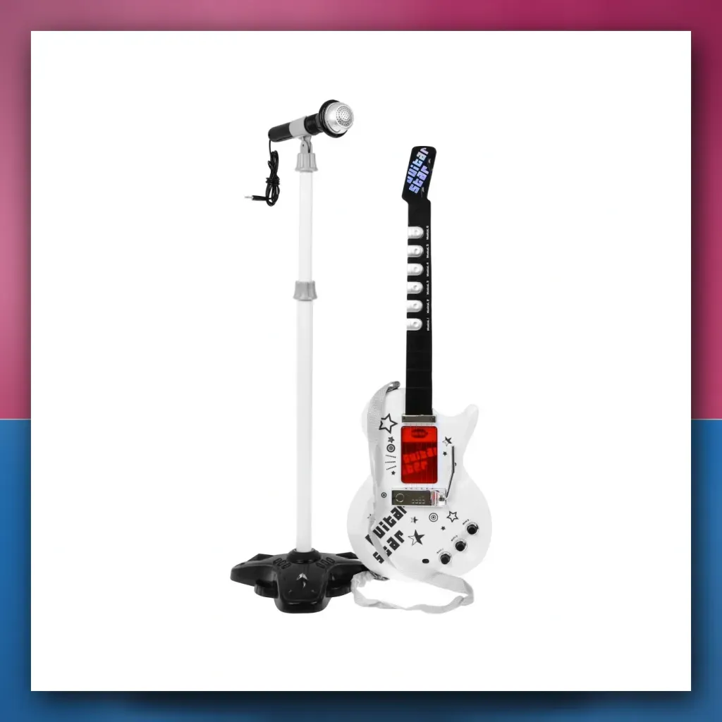 Gitara električna + Mikrofon za djecu 6 + Instrument glazbeni Zvukovi + Svjetla - slika 2