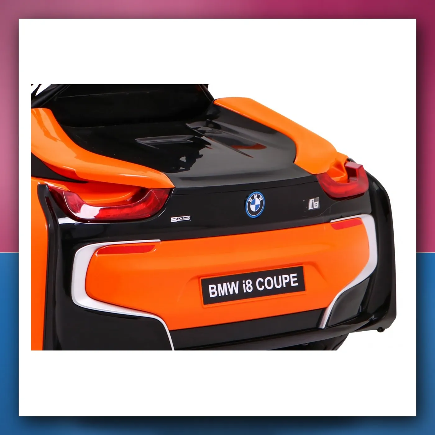 BMW I8 Lift Auto na akumulator narančasti + Daljinski upravljač + Lagani Start + 3 - pkt pojasevi + MP3 USB + LED - slika 1
