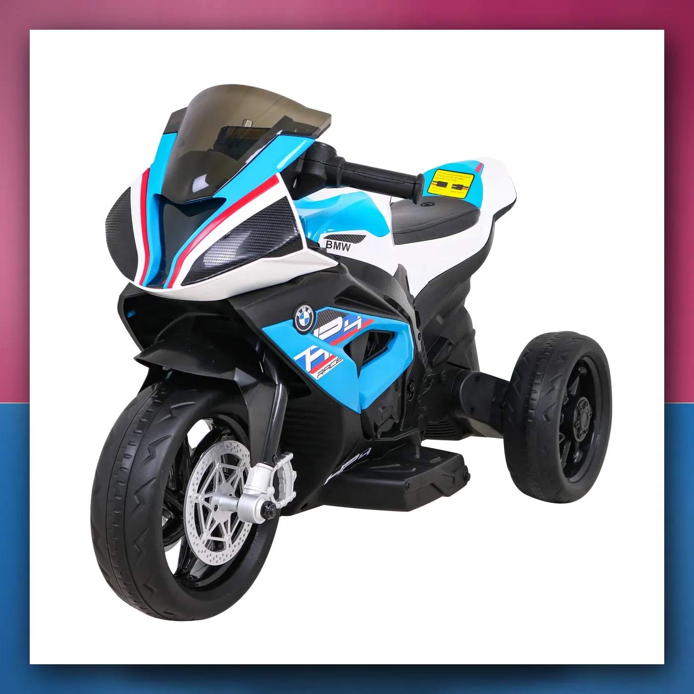 Motor BMW HP4 na akumulator za djecu - plavi + 3 Kotači + LED + MP3 USB + Eko koža - slika 1