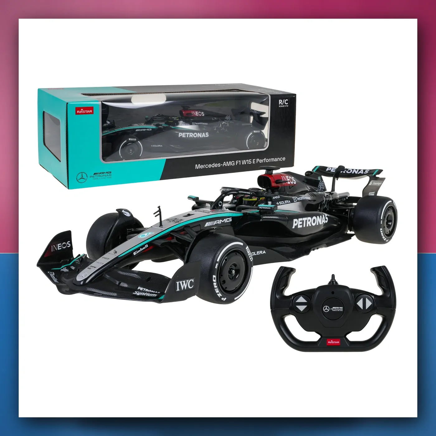 Bolid R / C 1: 12 Mercedes - AMG F1 W15 E Performance crni RASTAR - slika 1