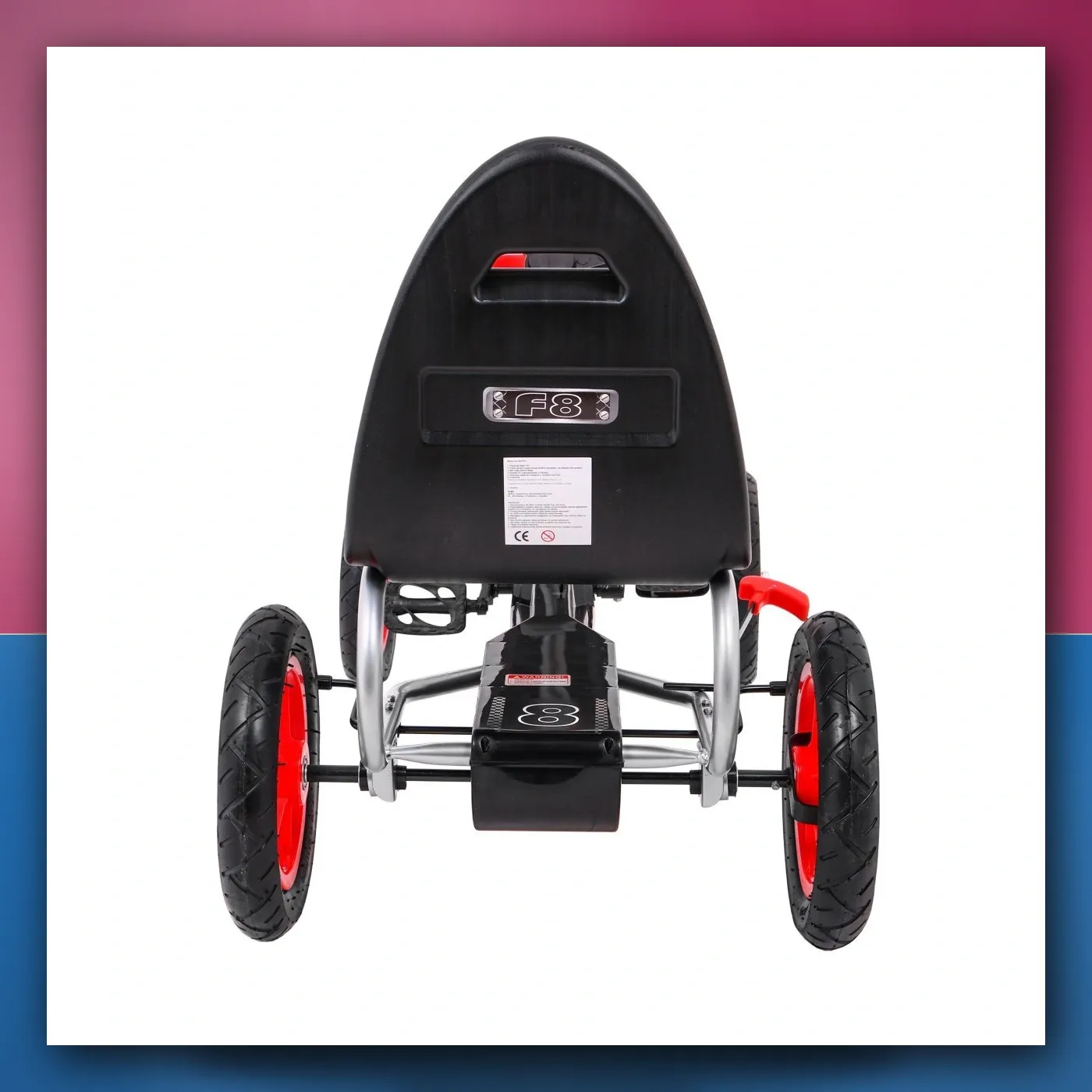 Gokart Pun Ispred ZRAK na pedale za djecu 3 + crveni + Regulacija sjedala + Pumpano kotači + kočnica ručni - slika 1