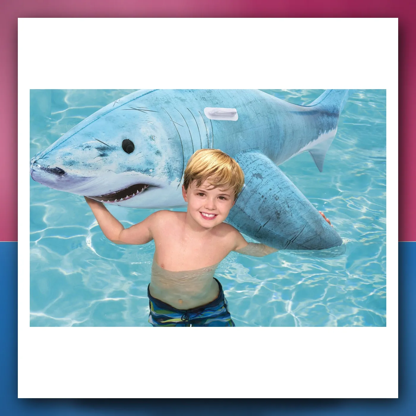 Madrac naduvani Megalodon do plivanje za djecu 3 + BESTWAY 183x102cm + 2 držači - slika 1