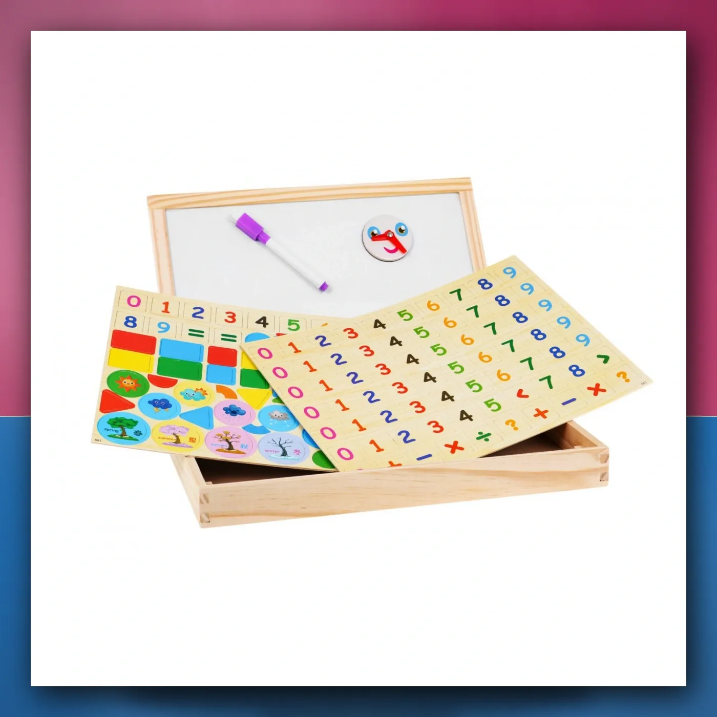 Drvena tabla magnetična za djecu 3 + set edukacijski + Dodaci - slika 1