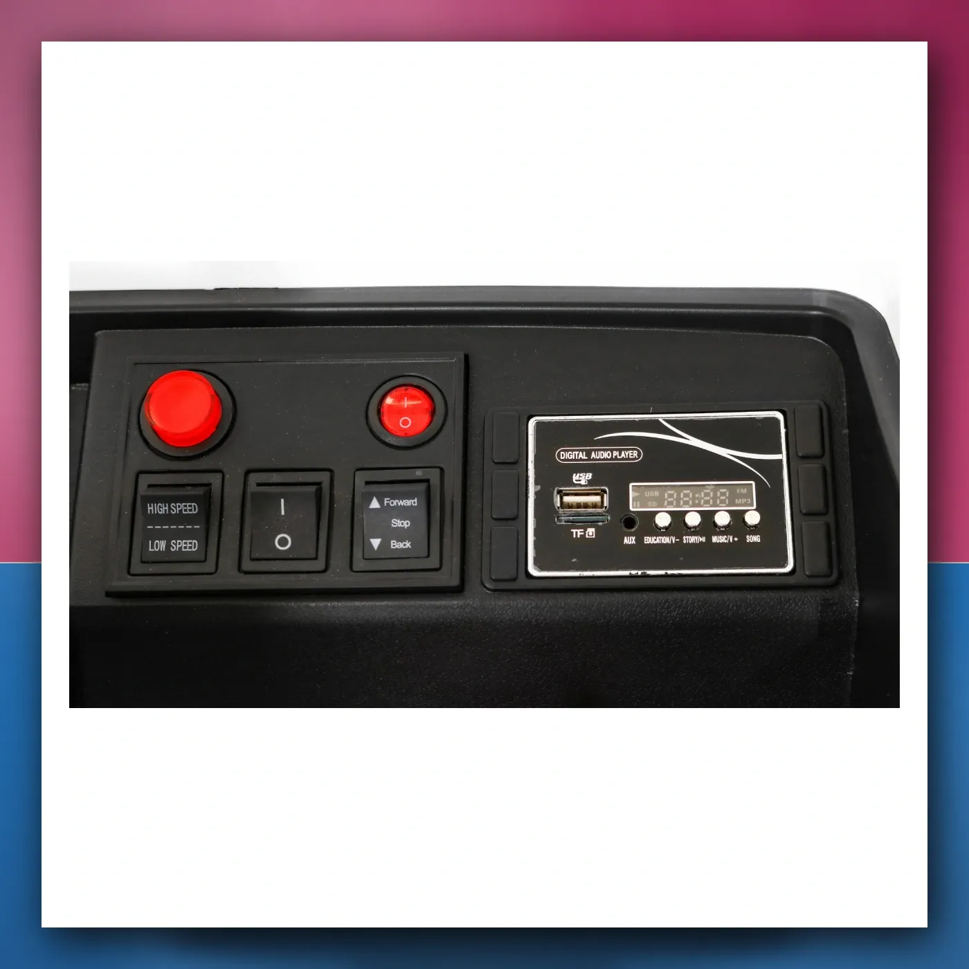 Kolica Vatrogasci na akumulator za djecu - + Top vodena + Megafon + Pijetao vatrogasni + Daljinski upravljač - slika 1
