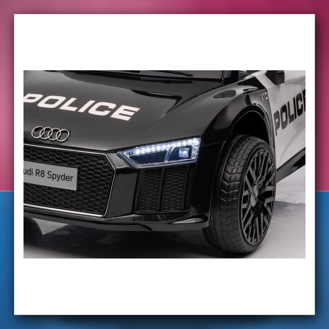 Audi R8 Policija na akumulator za djecu - + Daljinski upravljač + EVA + Lagani Start + MP3 + LED - slika 1