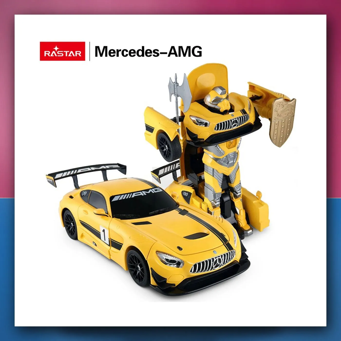Automobil i robot 2u1 na daljinsko upravljanje Mercedes-AMG GT3 1:14 žuti RASTAR
