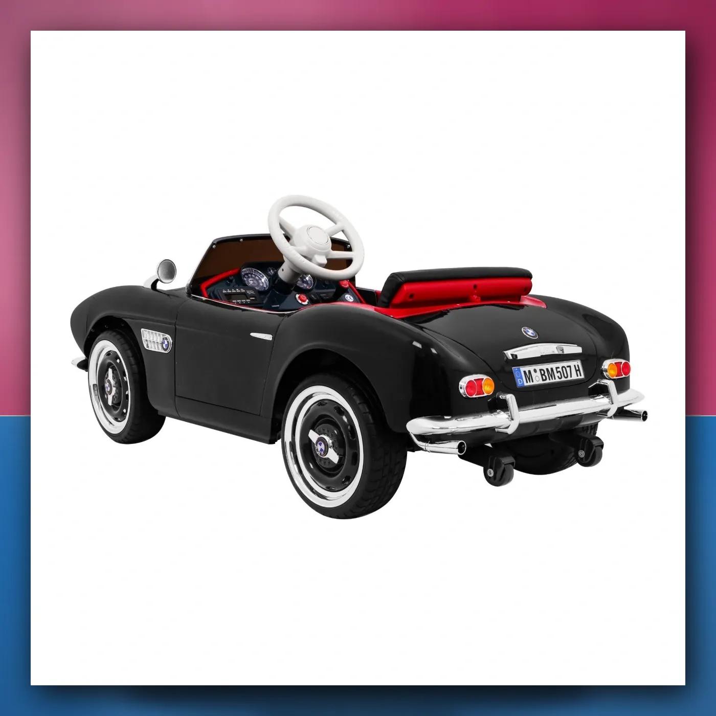 Mali auto BMW 507 Retro električne za djecu crni Roadster - slika 1