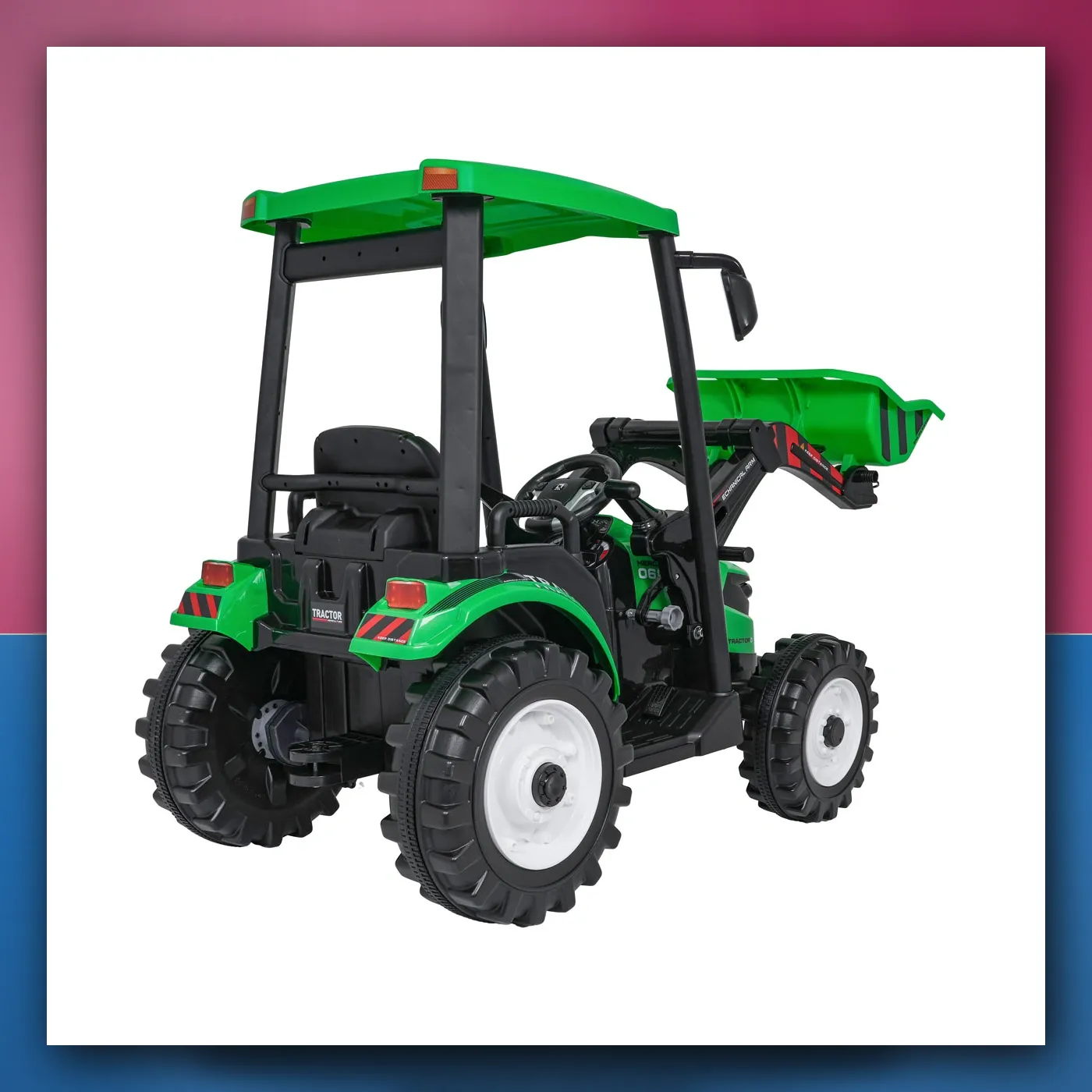 MEGA traktor D68 na akumulator s prikolicom, zeleni