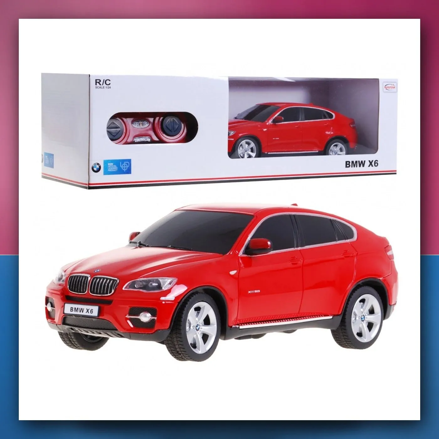 BMW X6 crveni RASTAR SUV model 1:24 na daljinsko upravljanje + daljinski upravljač