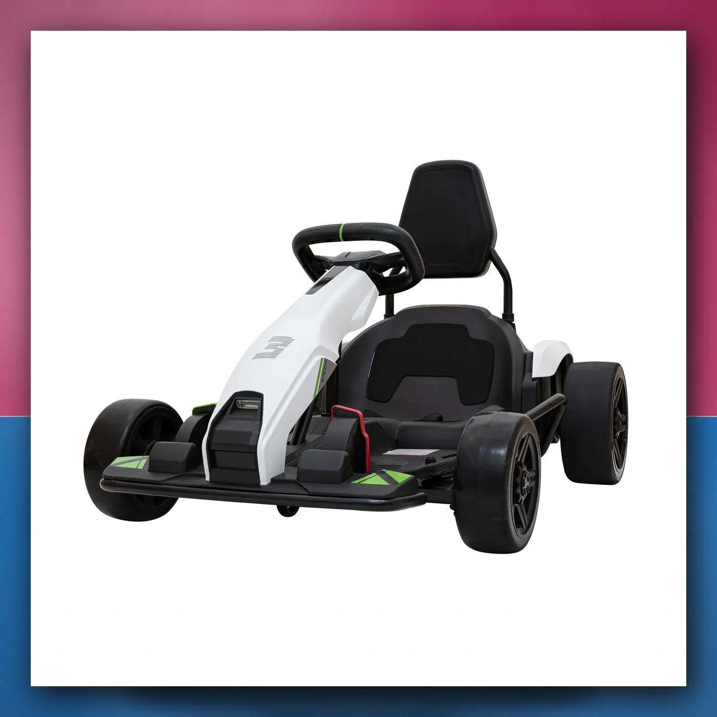 Gokart Brzo 3 Drift na akumulator za djecu - bijeli + Funkcija drifta + Motori 2x150W + Radio LED + Pojasevi - slika 1