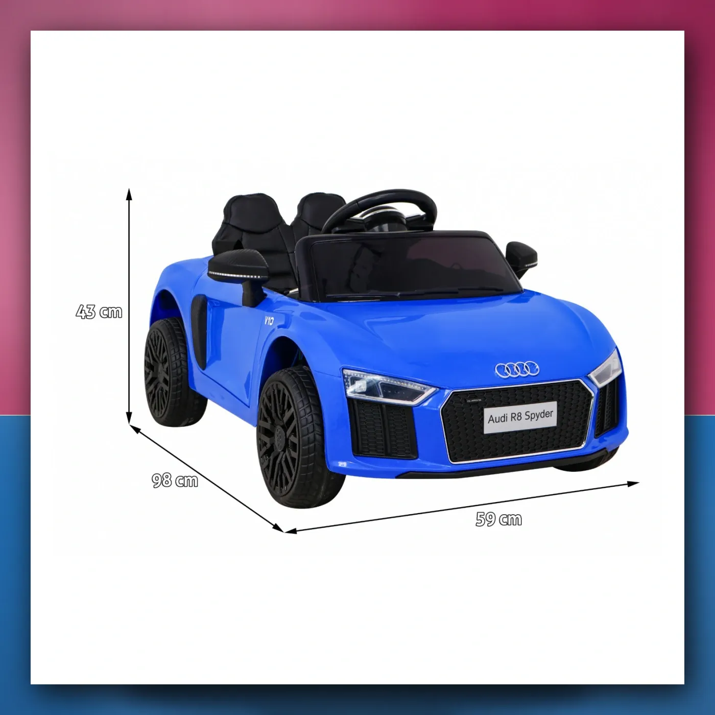 Audi R8 na akumulator za djecu - plavi + Daljinski upravljač + EVA + Lagani Start + MP3 + LED - slika 1